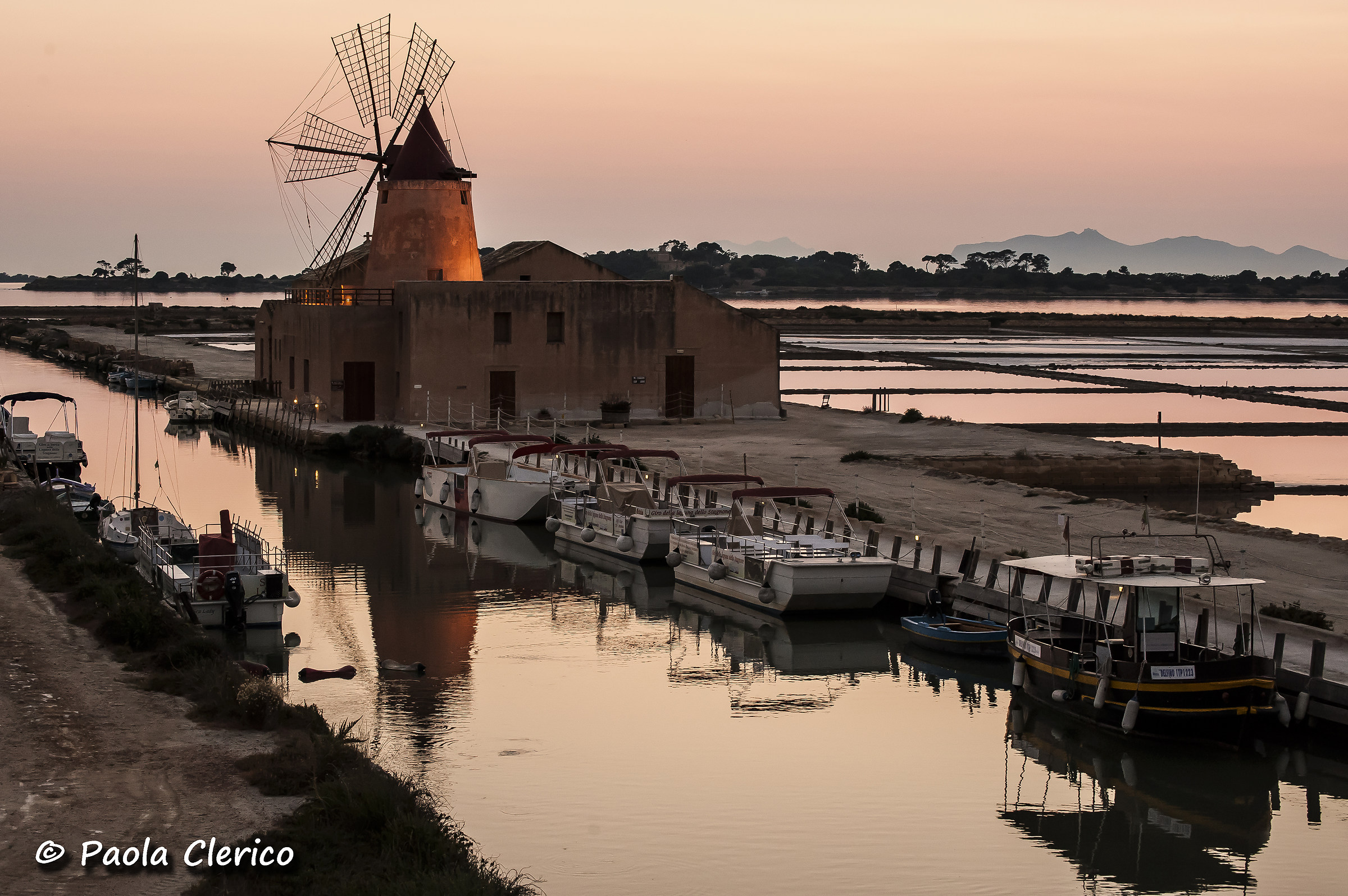 Sunset on the salt pans in Marsala
