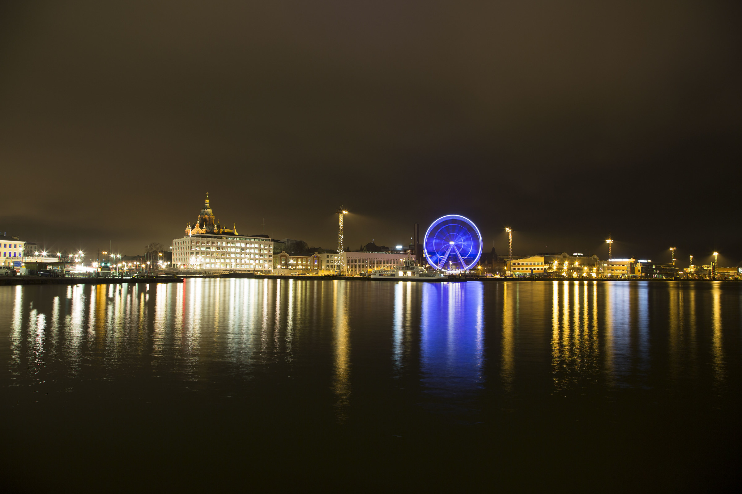 Helsinki Night view from the pier