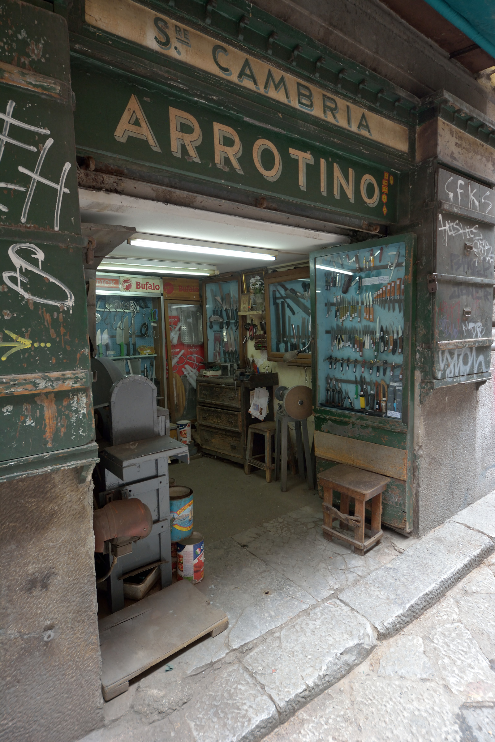 Grinder in the neighborhood Vucciria in Palermo