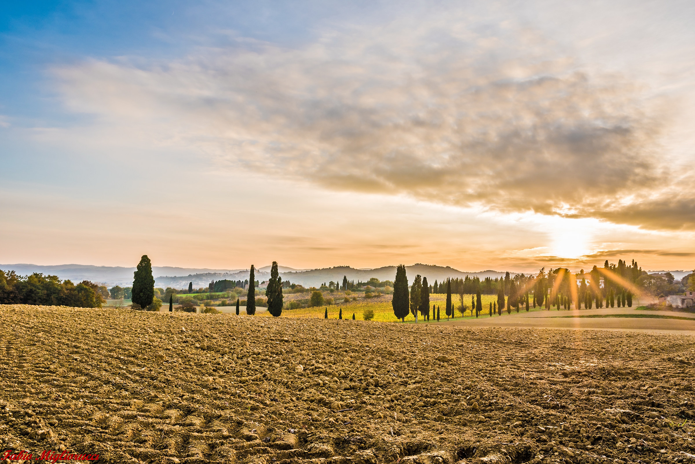 Sunset in countryside
