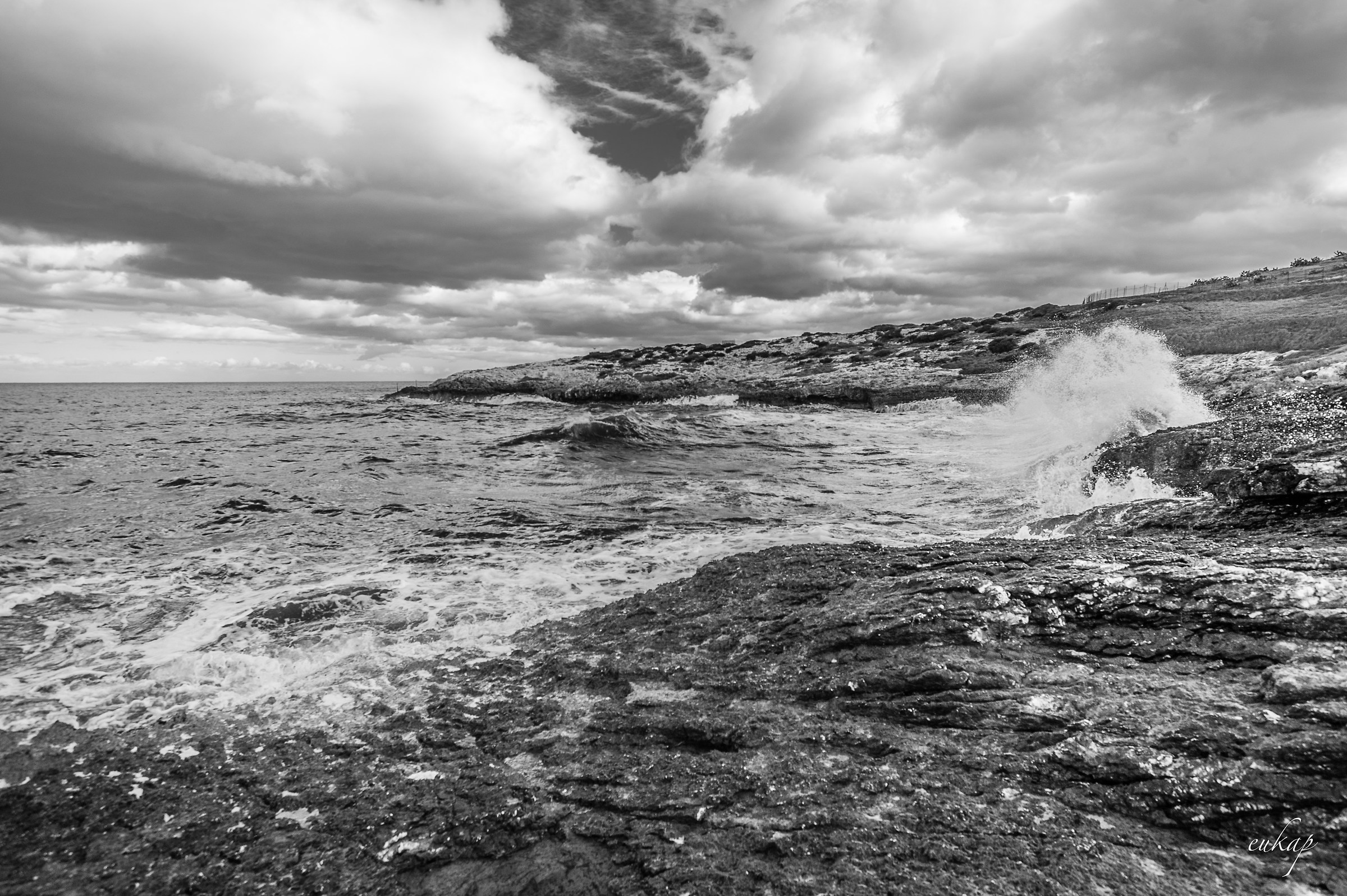 le onde sugli scogli