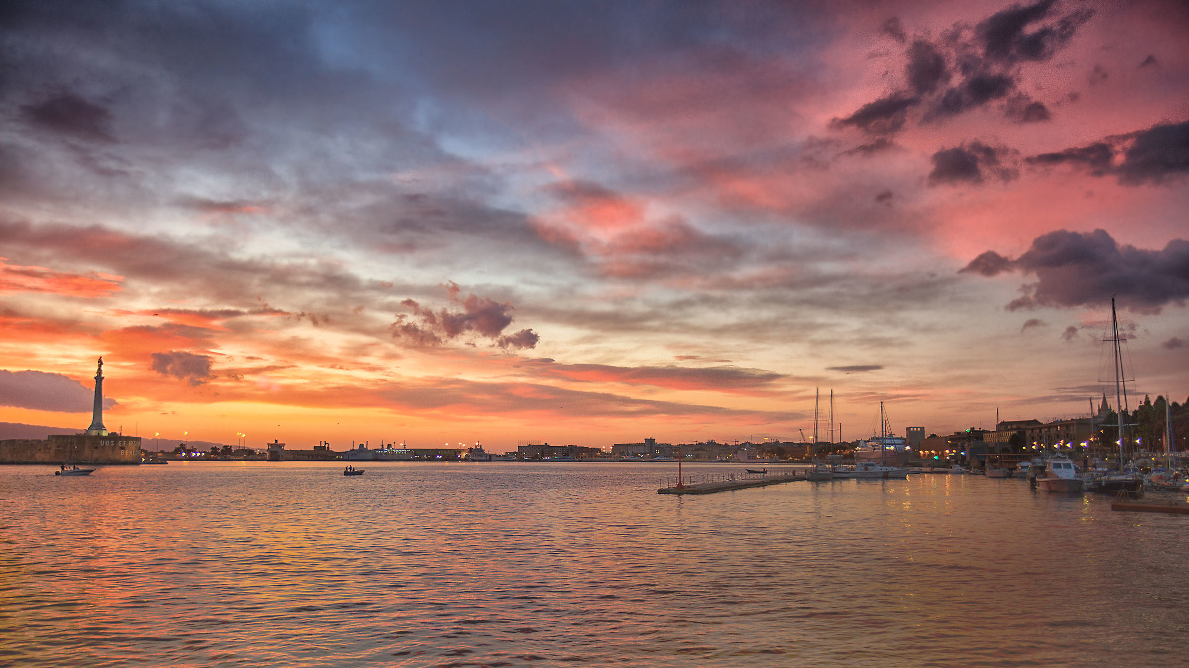 Sunrise over the port of Messina
