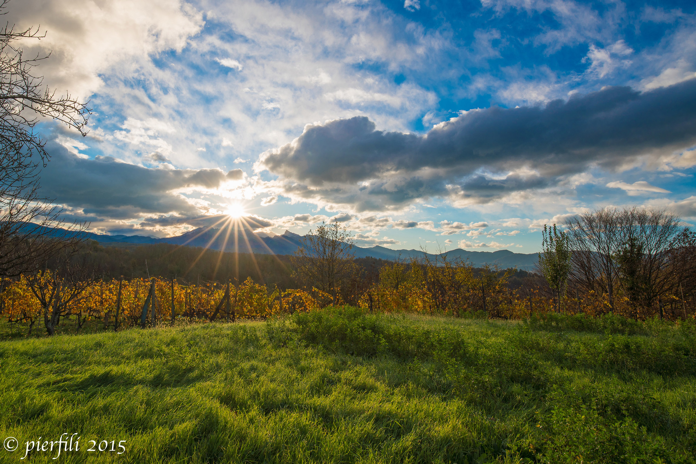 The sun comes from the mountain