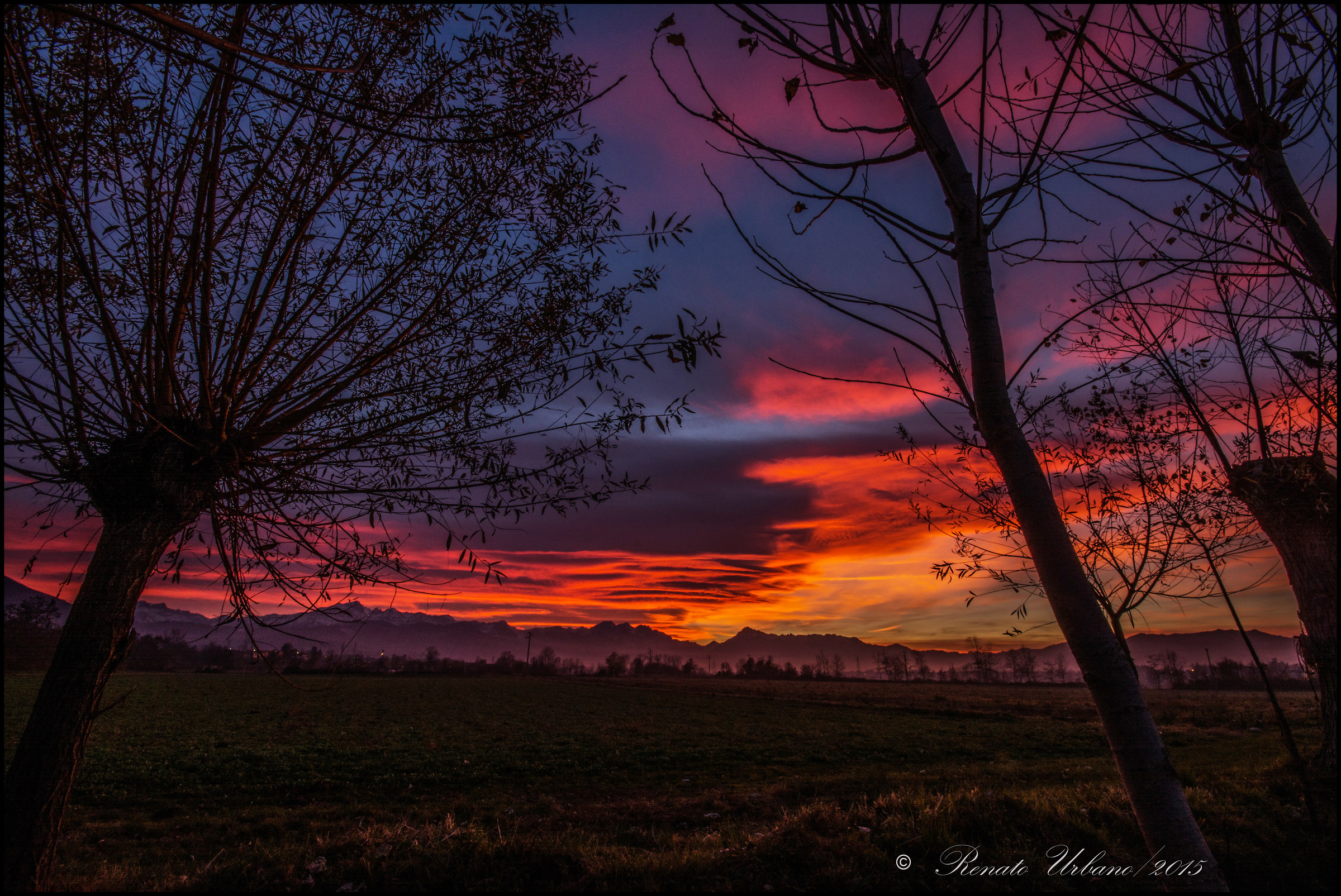 Sunset on the Alps around Cuneo