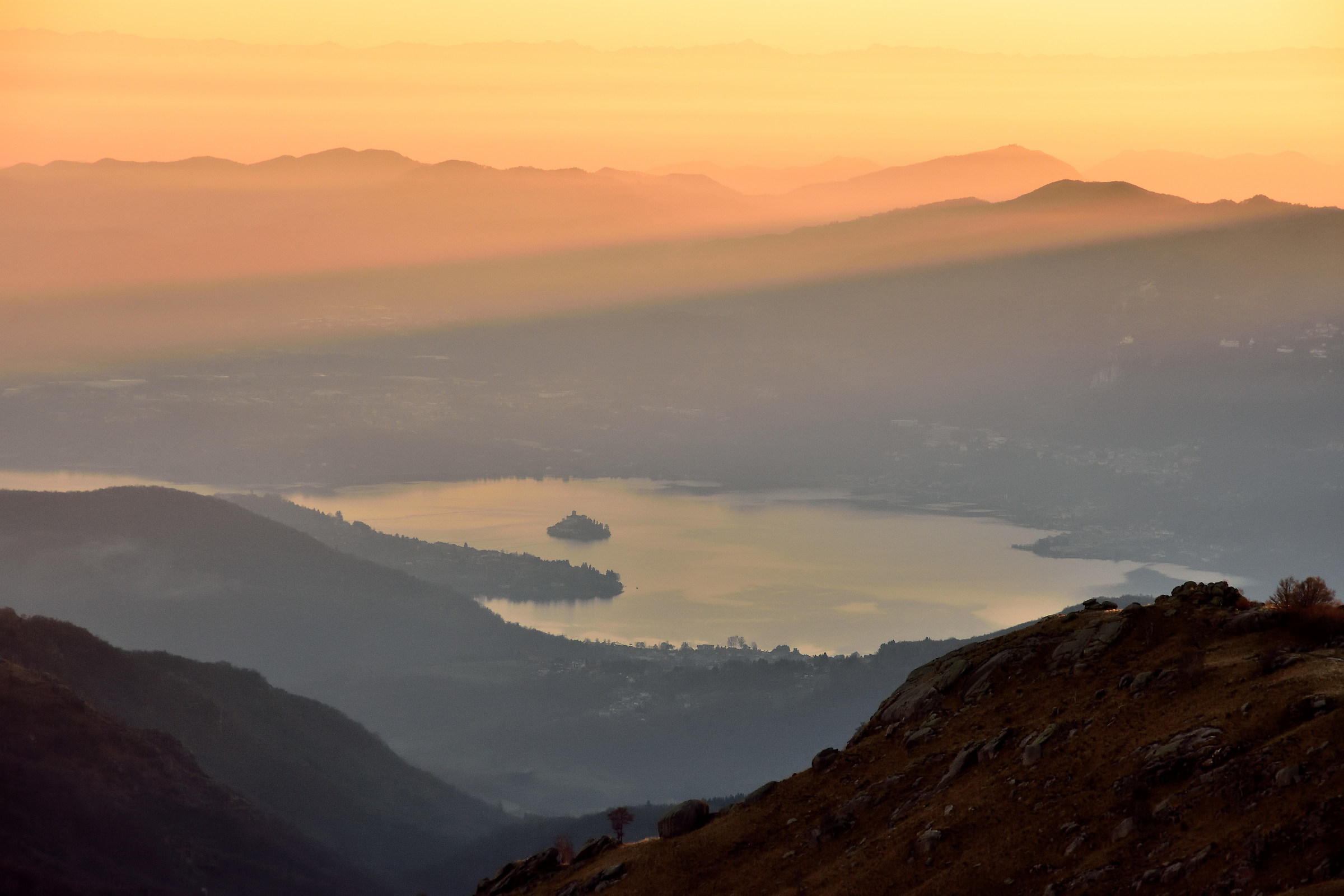 the island of San Giulio and the Lake Orta