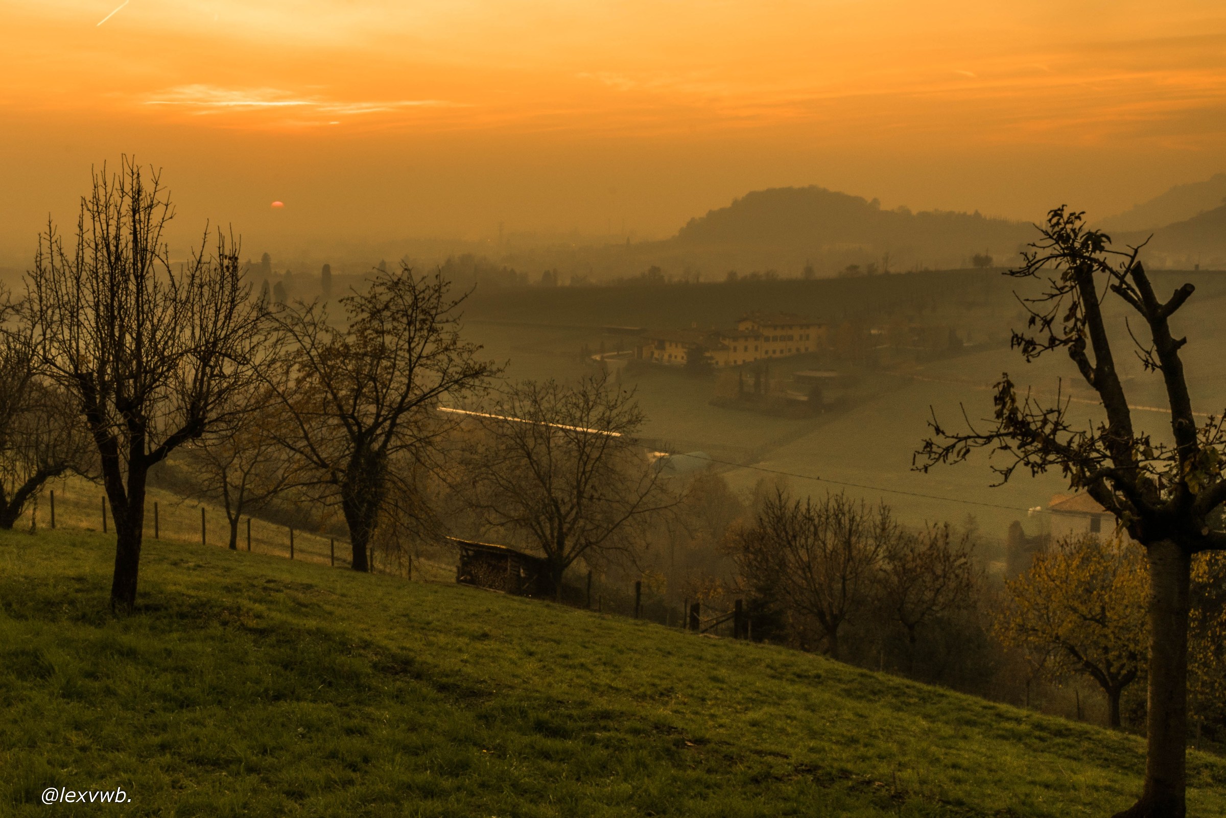 sunsets over the hills of Bergamo autumn
