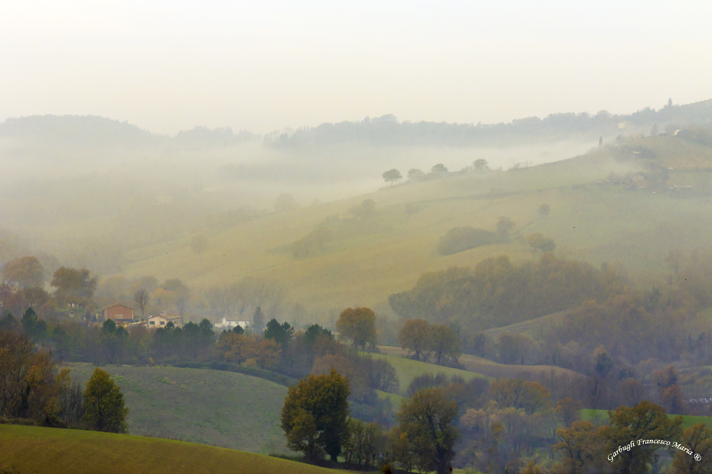Montefeltro landscape in the mist
