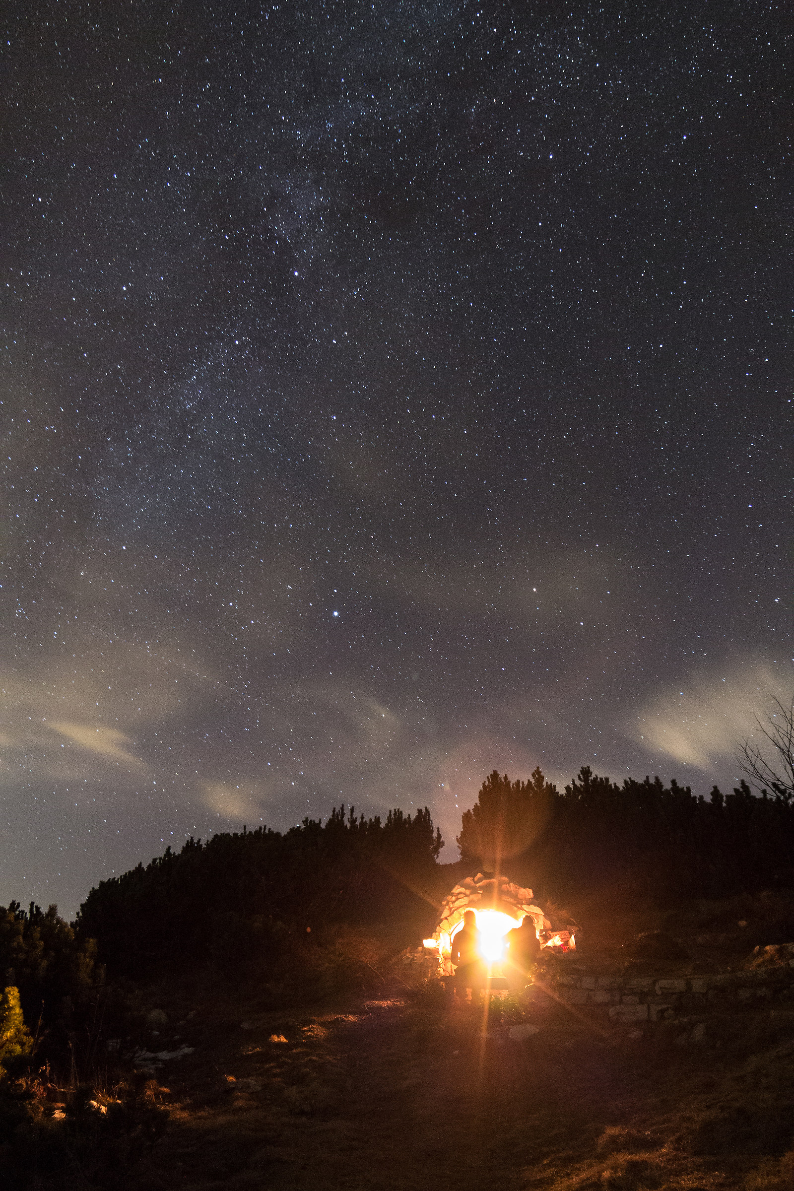 A fire under the stars