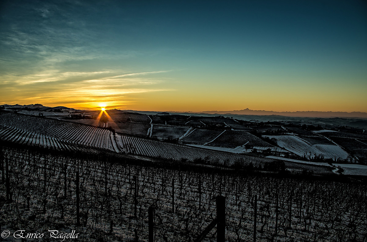 sunset over the hills of Piedmont