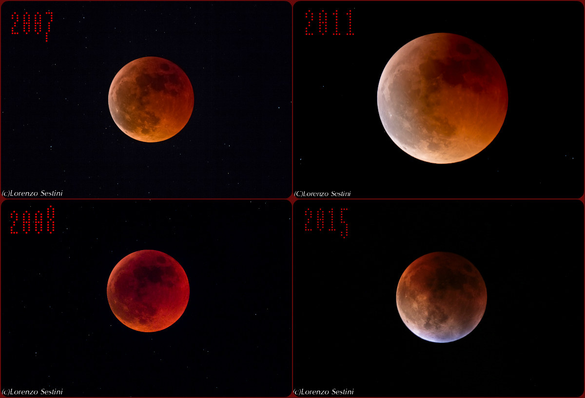 Collage Eclissi di Luna nel tempo.