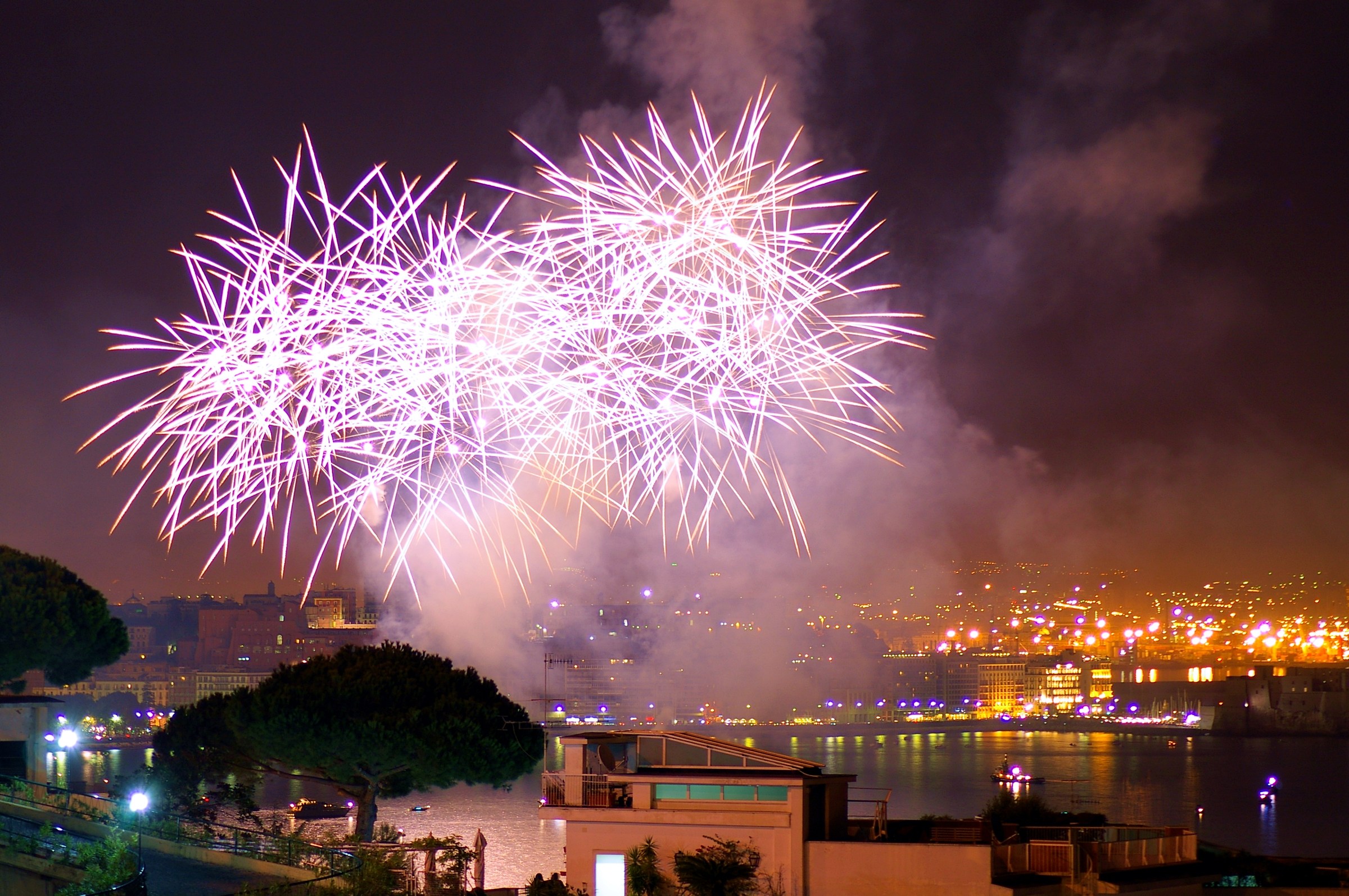 fireworks over the sea