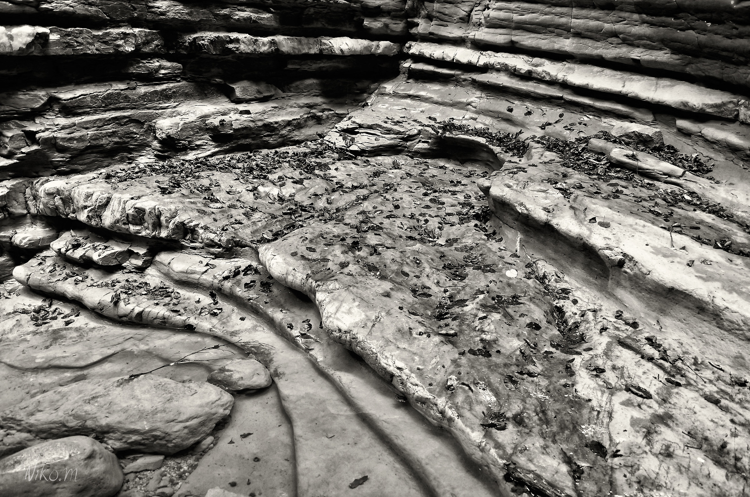 forme scavate dall'acqua bianco e nero