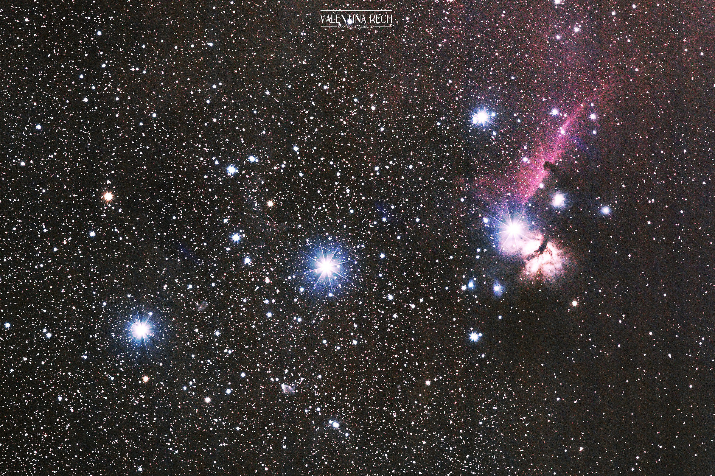 Cintura di Orione, nebulosa testa di cavallo e fiamma