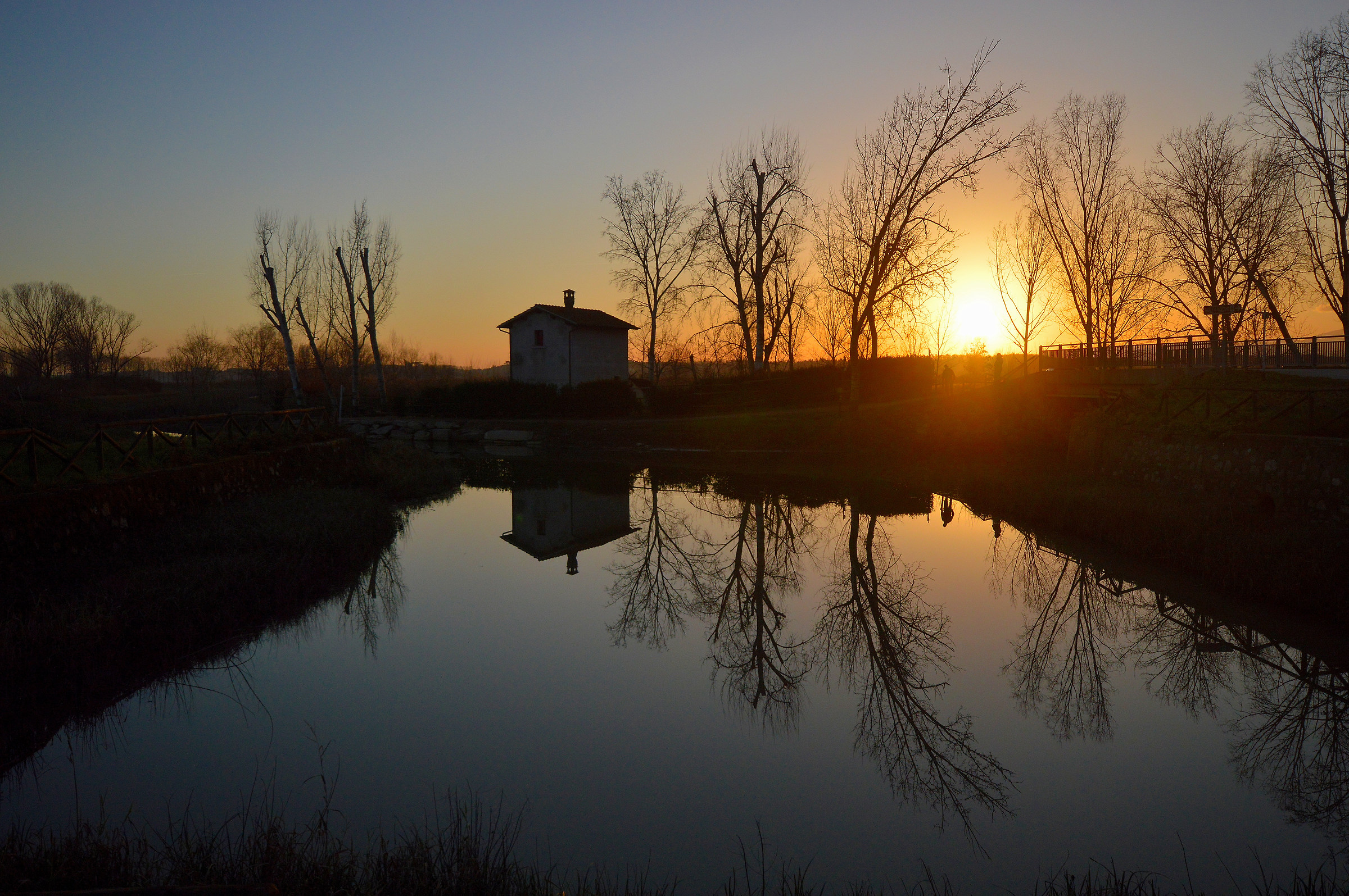 sunset in the marshes of Fucecchio