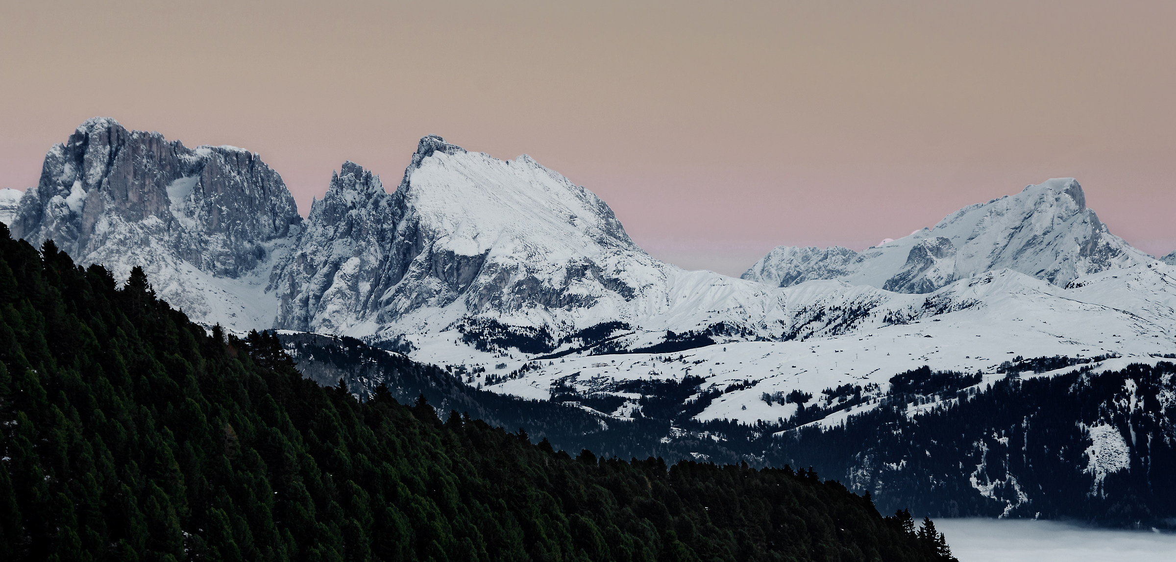 Sunset on the Marmolada, Sasso Piatto and Sasso Lungo