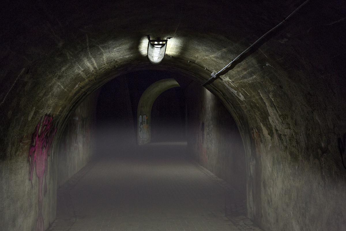 Into the dark foggy tunnel