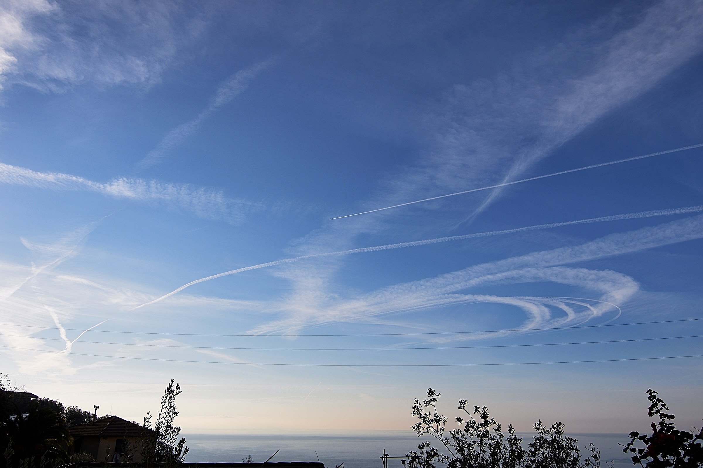 Front of house sky circles and stripes ...