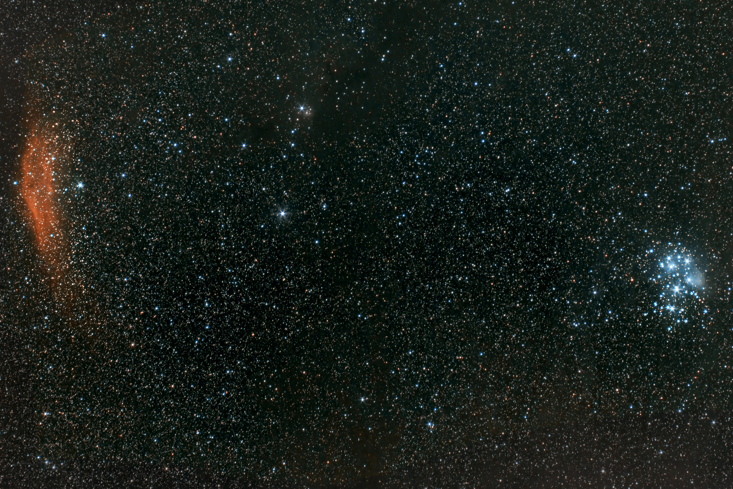 Nebulosa California e Pleiadi