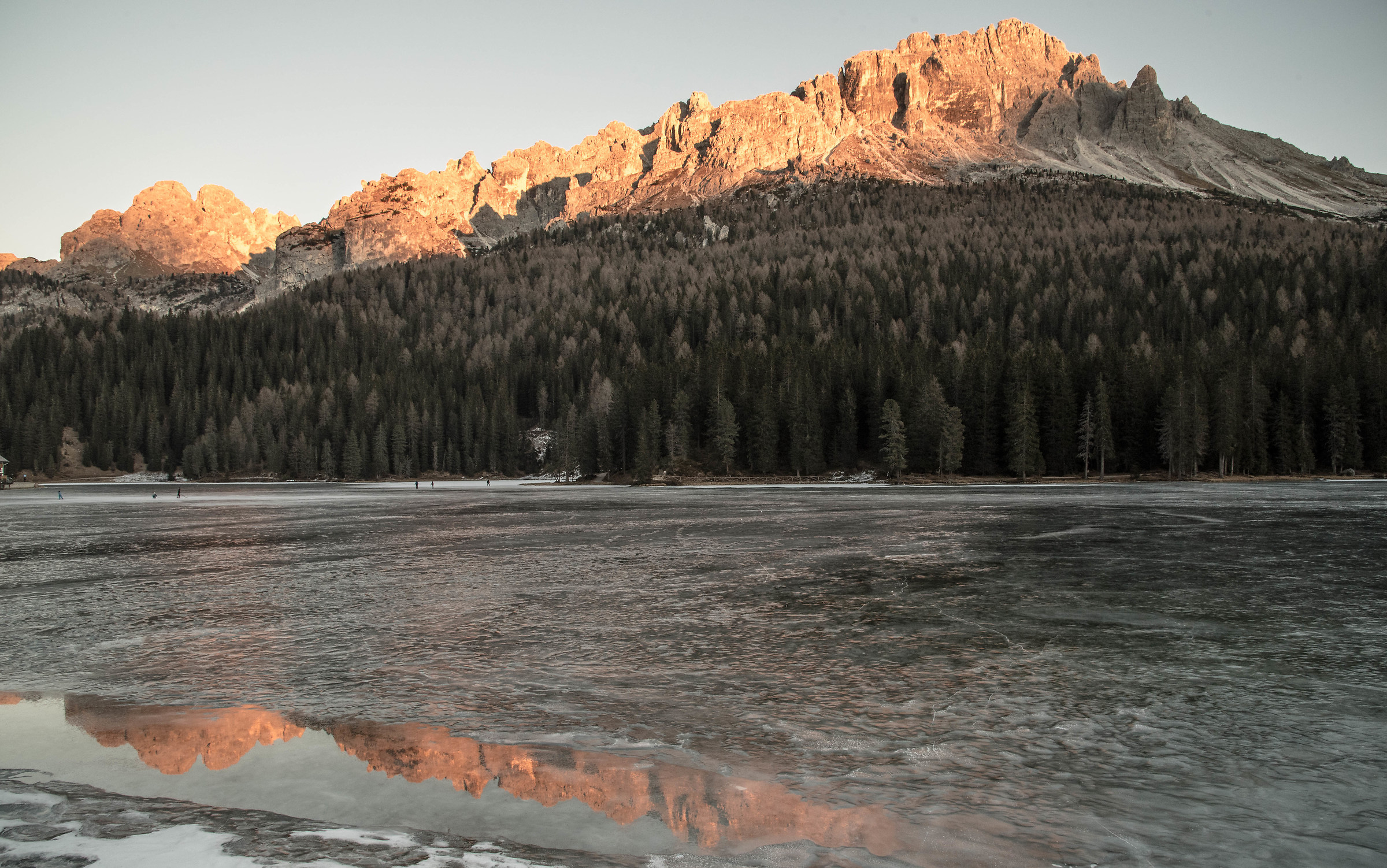 reflections on frozen lake