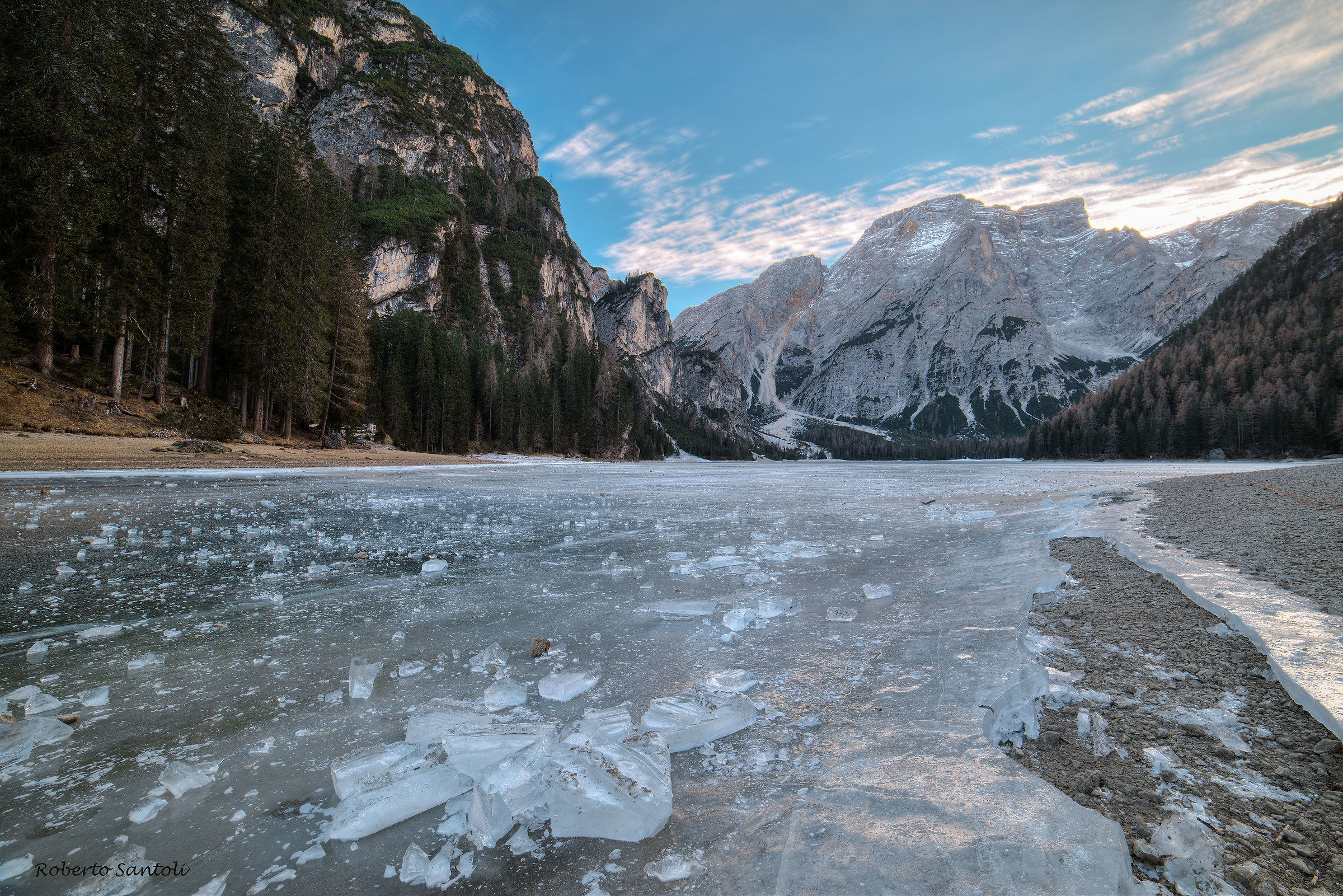 Braies Lake (Trentino) in winter time