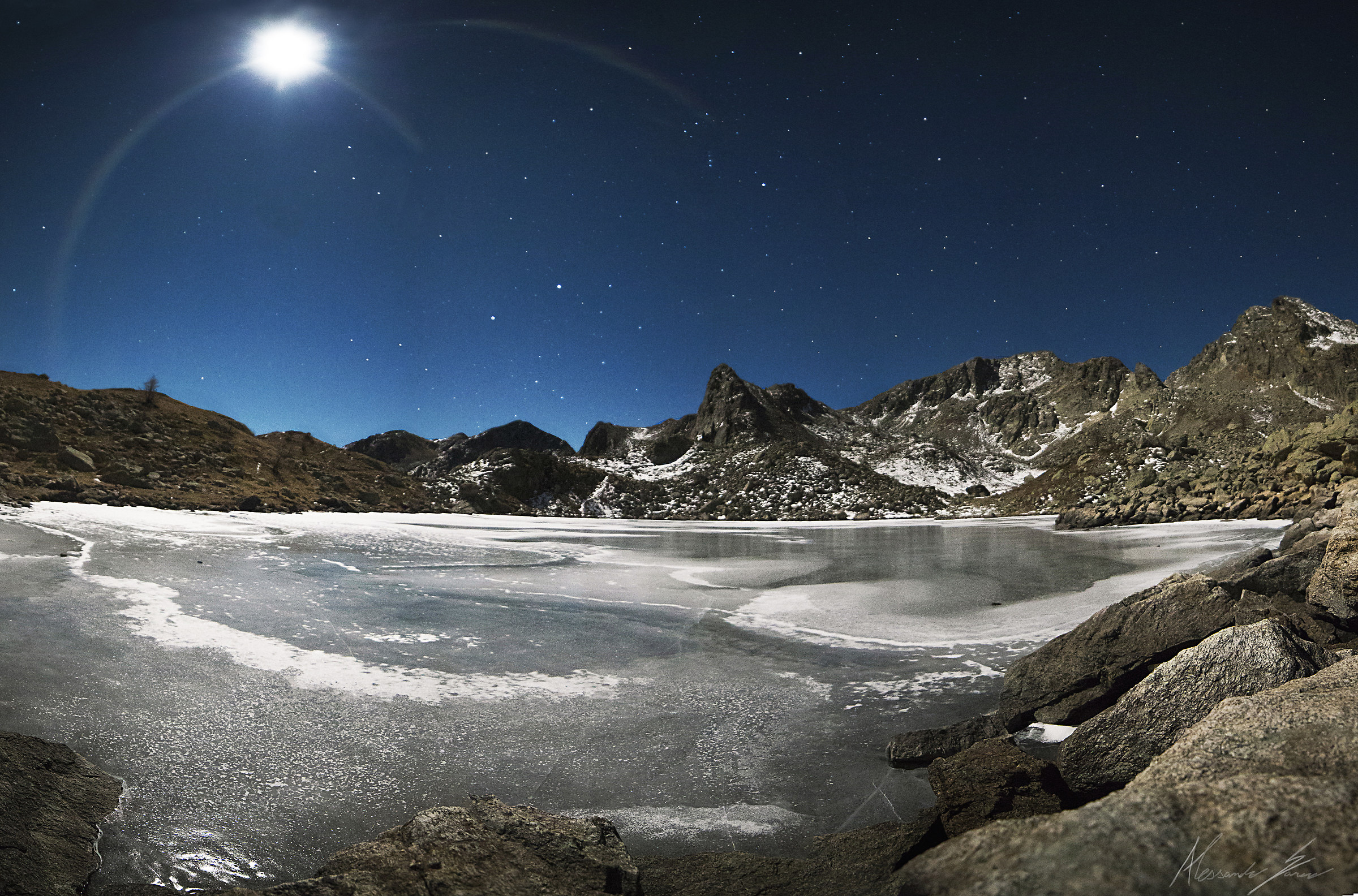 Moonlight Above a Frozen Lake