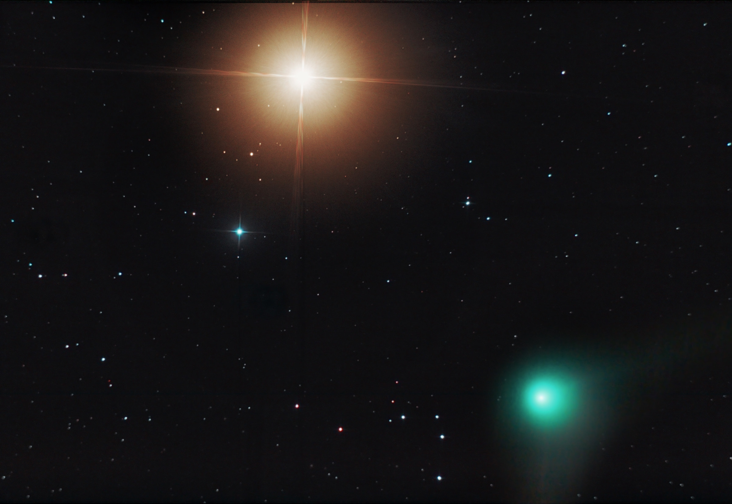 Approaching the comet Catalina to the star Arcturus