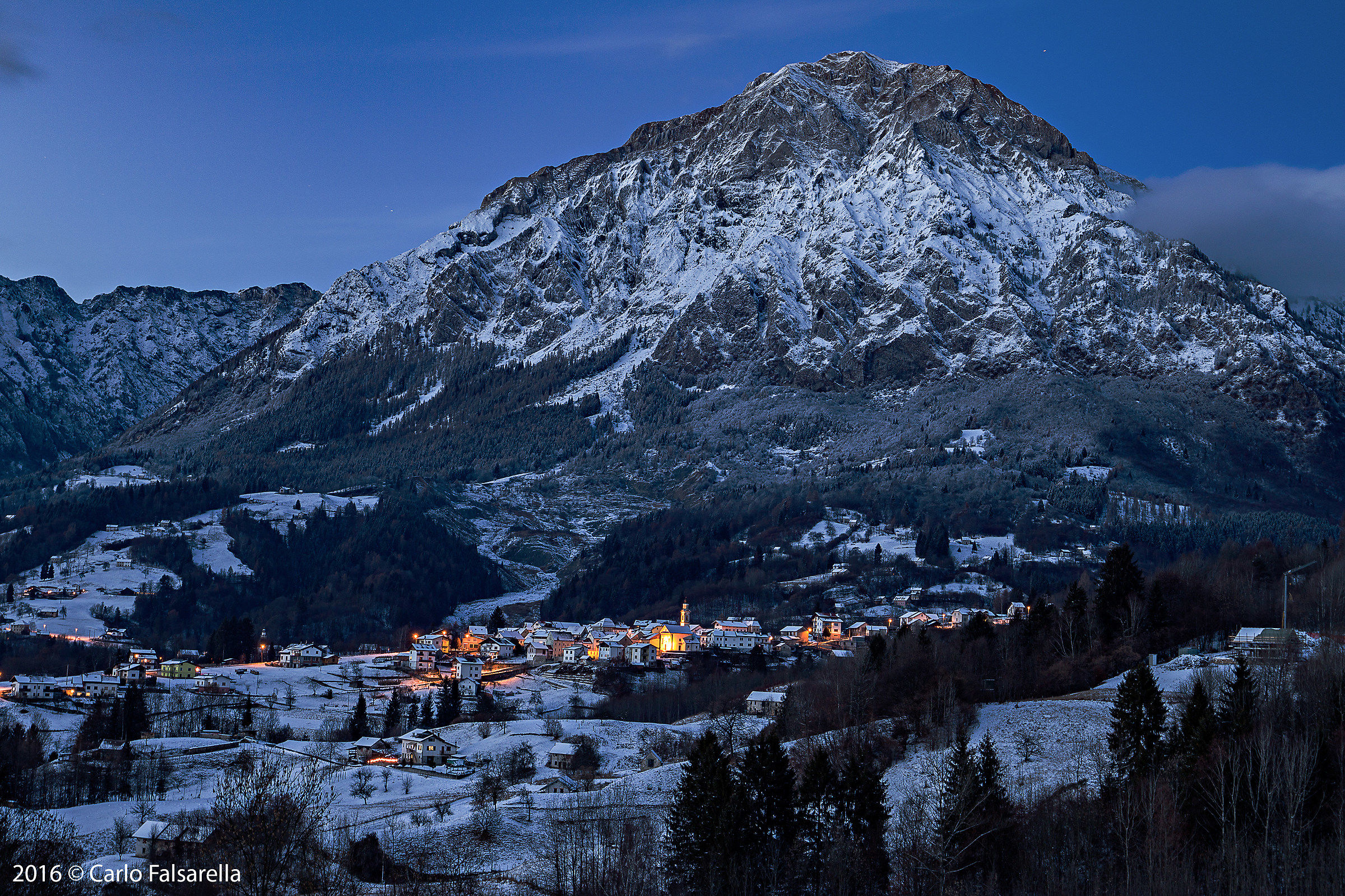 View of Irrighe and Monte Teverone (Alpago)