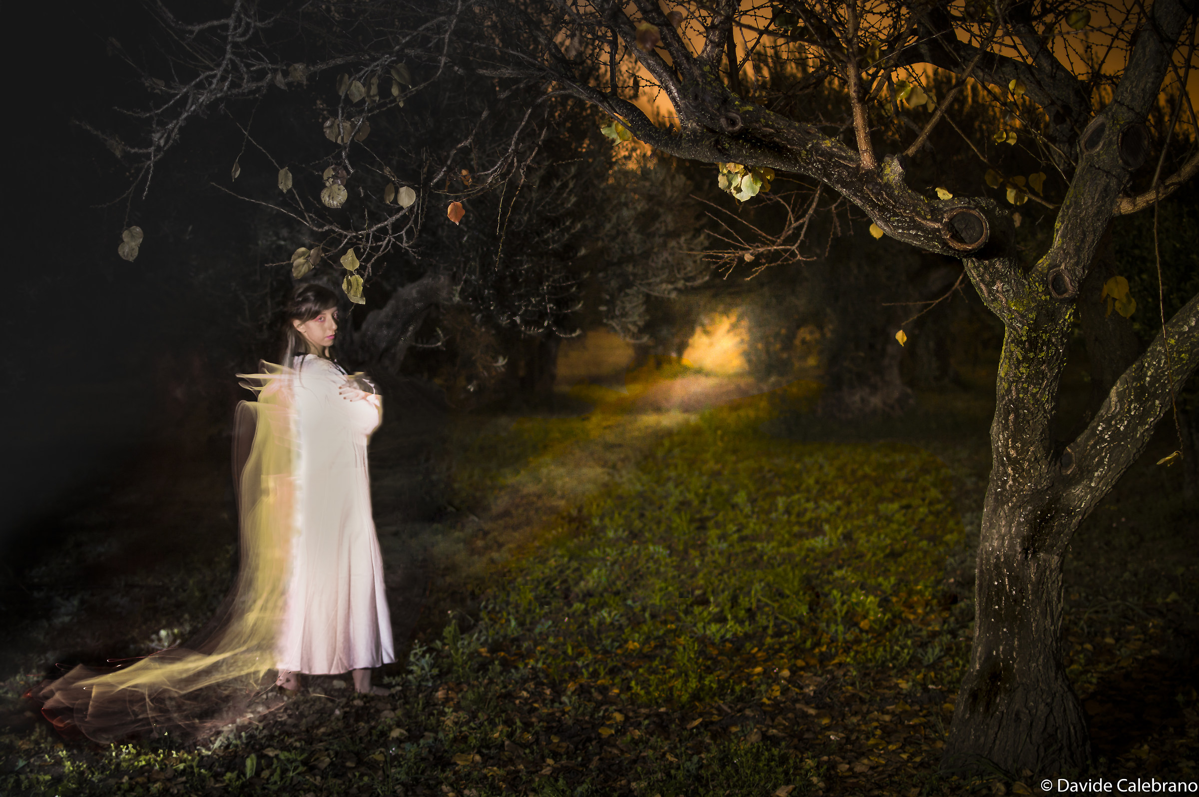 light painting light yellow