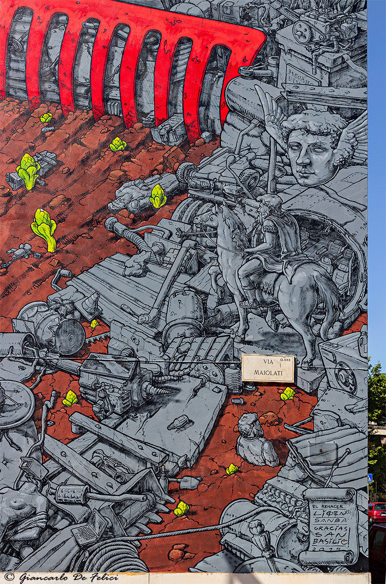 Murals: El Renacer - Artist: Liquen - Detail