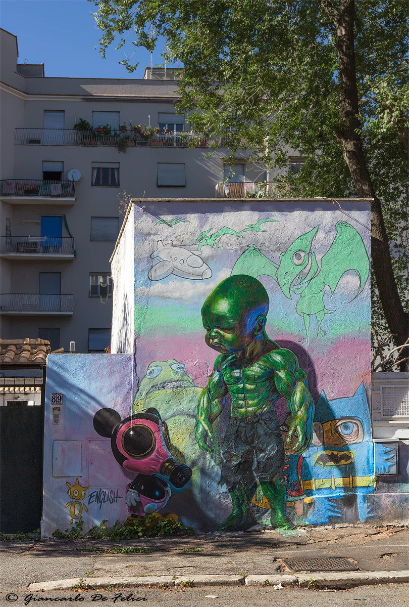 Murals: Baby Hulk and Mickey Mouse - Artist: Ron Enghis