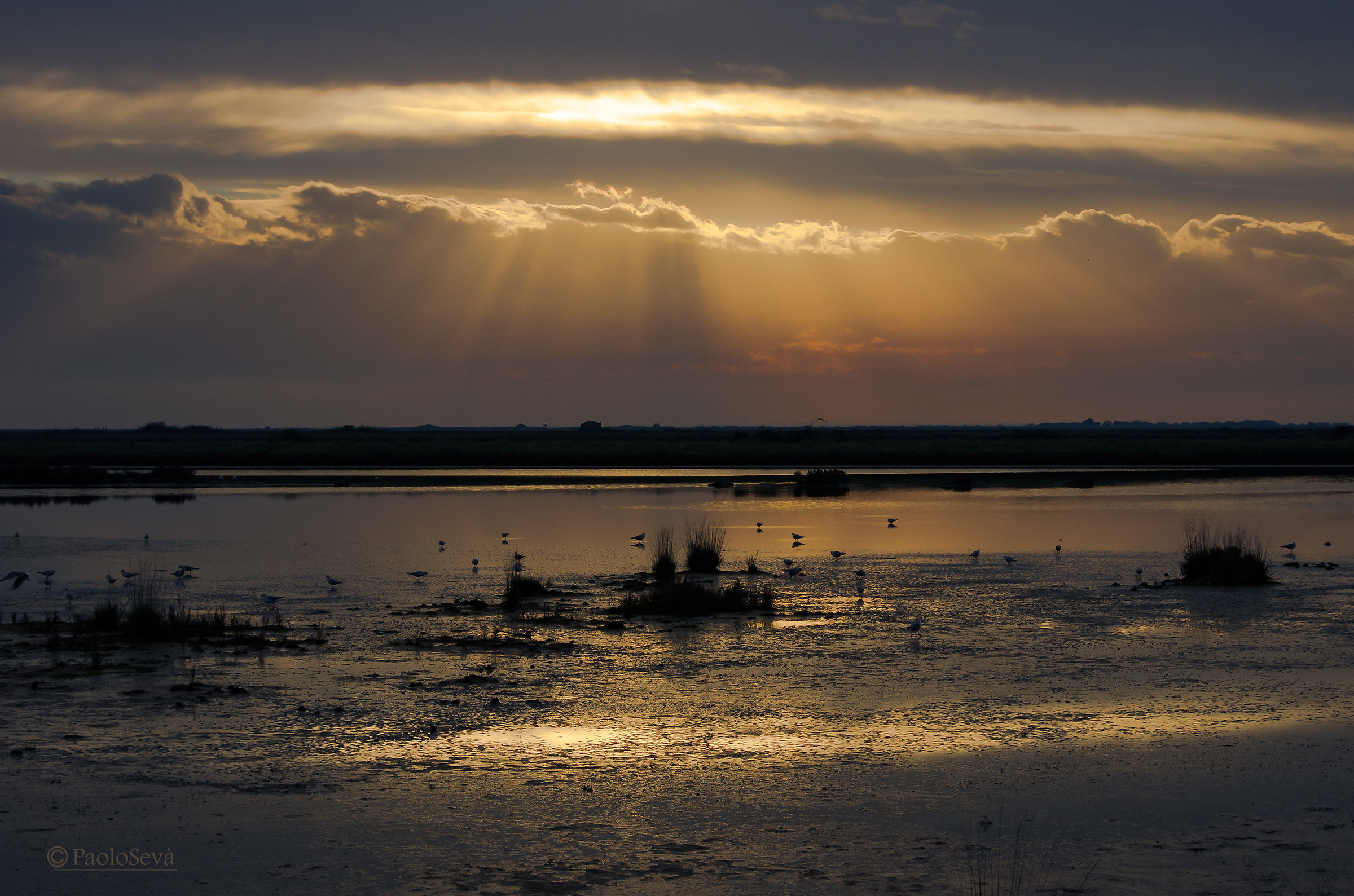 salt pans at sunset