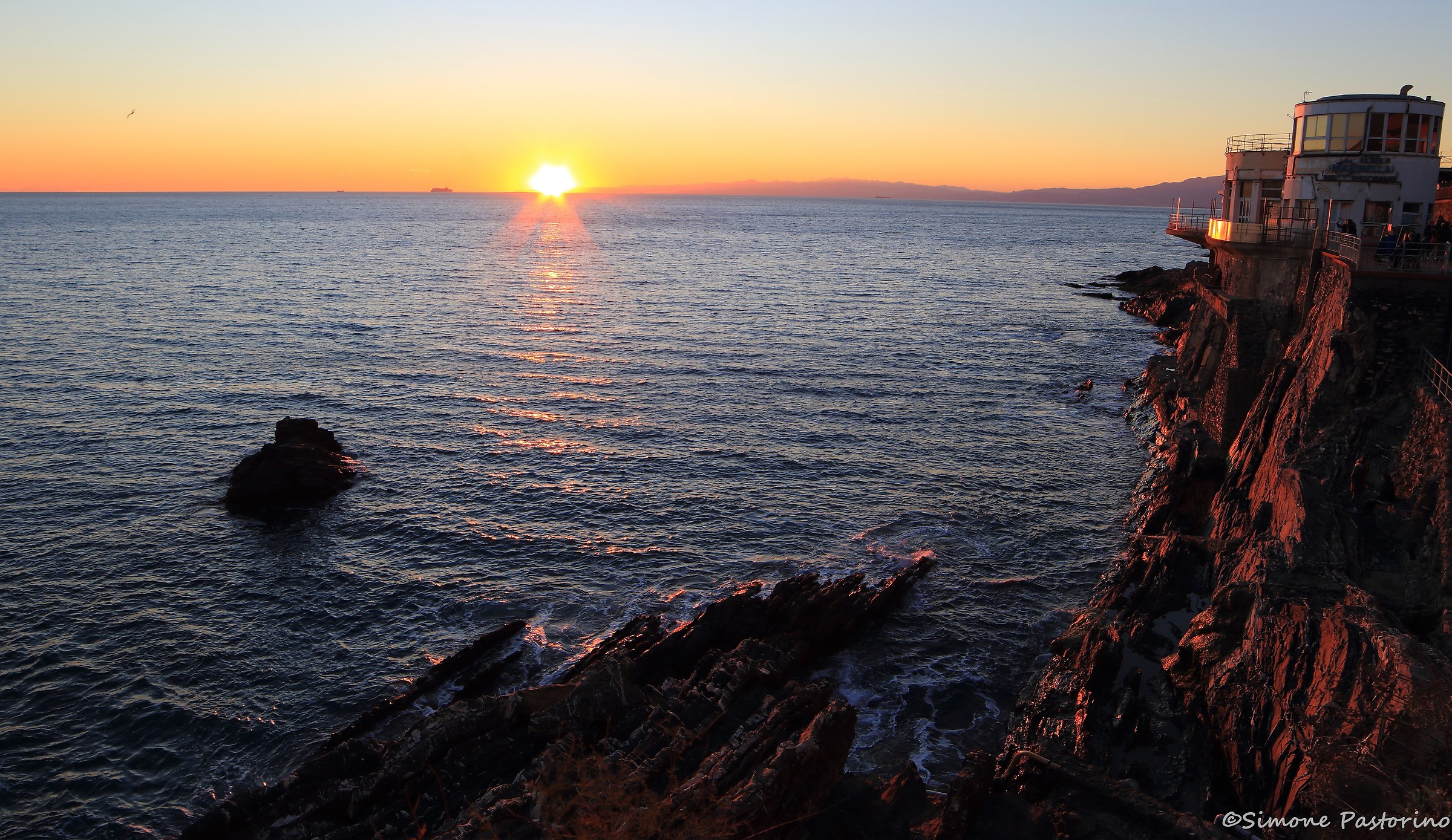 Sunset on the promenade in Nervi