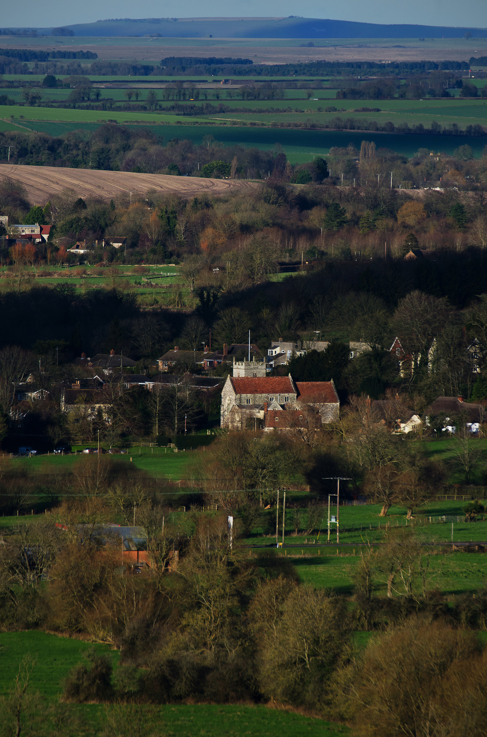 View over the Wylie Valley to Alton Barnes White Horse
