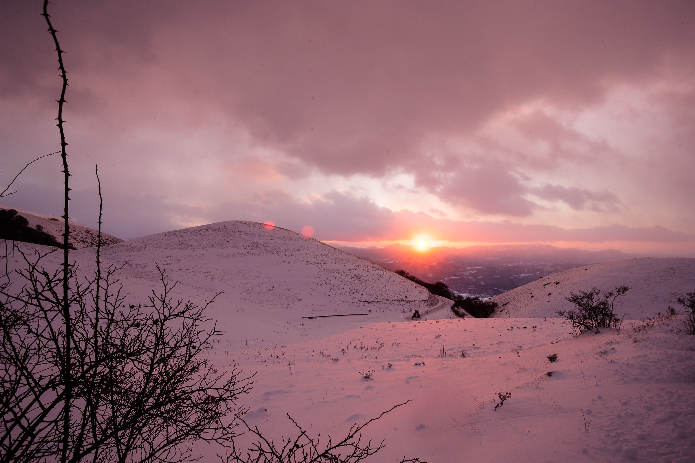 warm sunset of a cold day