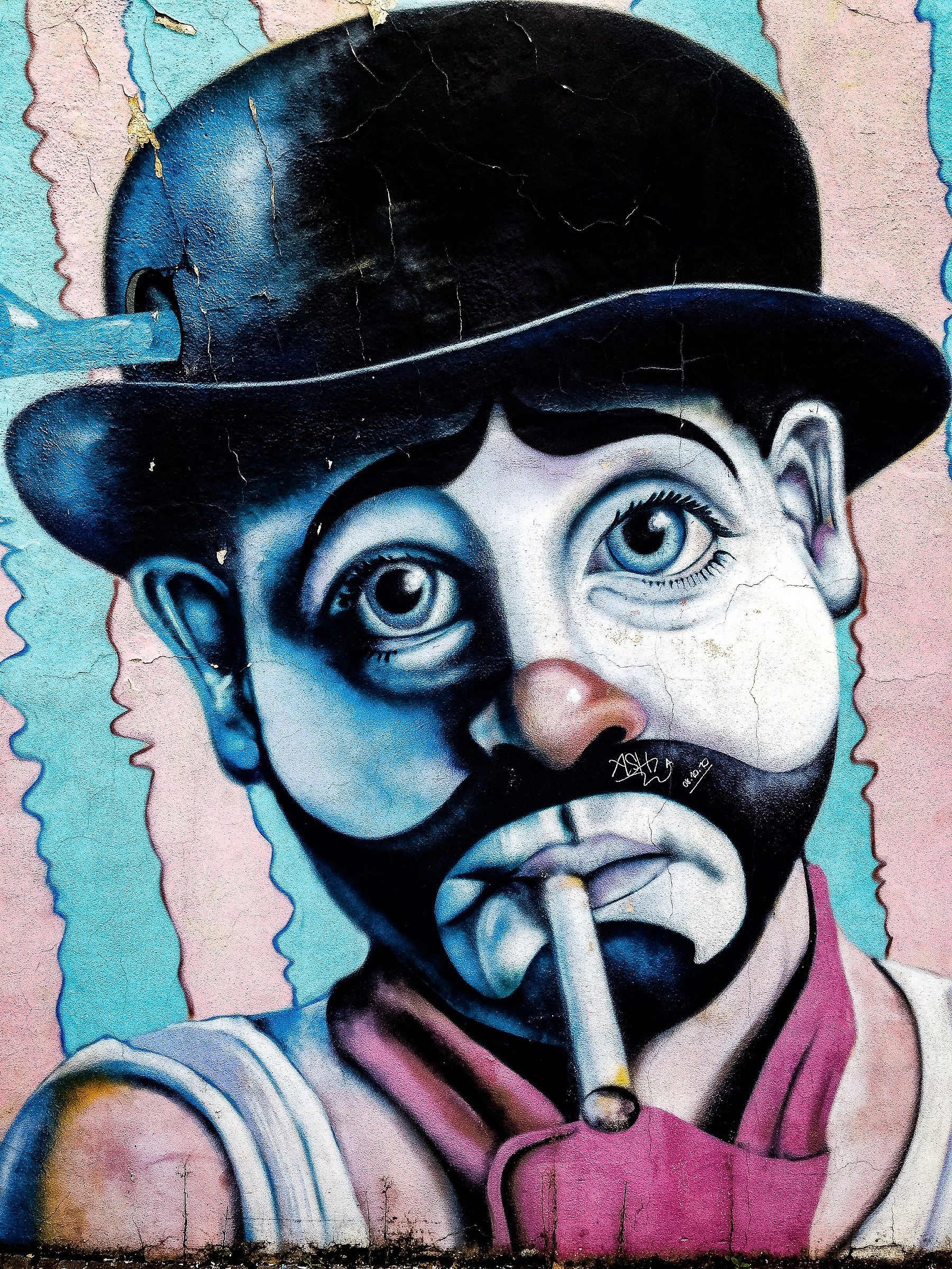 Pagliaccio dipinto su muro