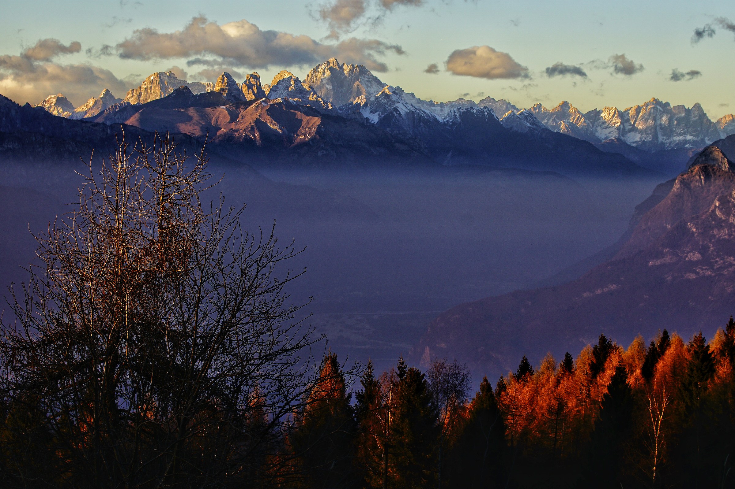 Tramonto di questo inverno senza neve