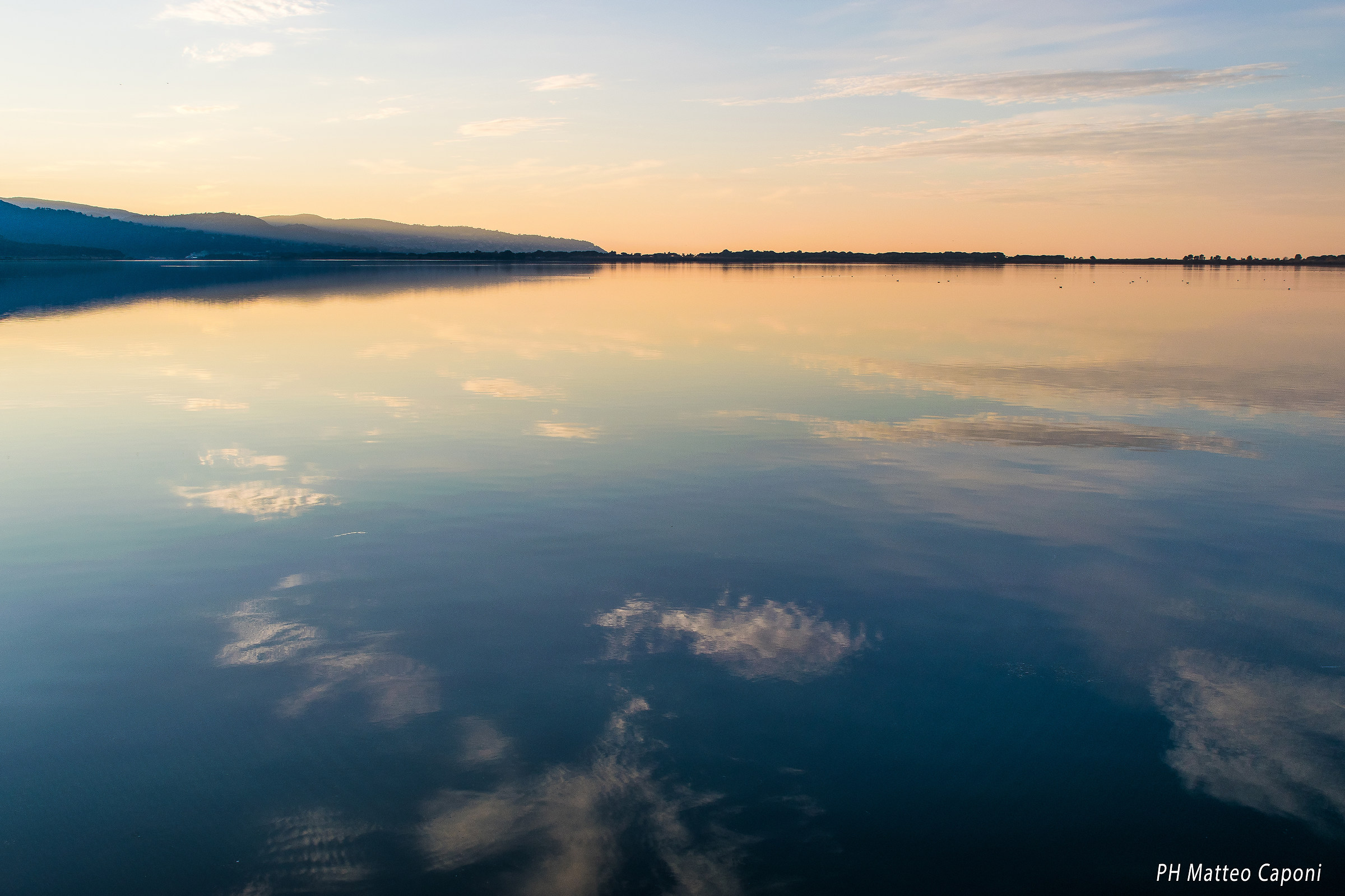 Sunset in the lagoon of Orbetello