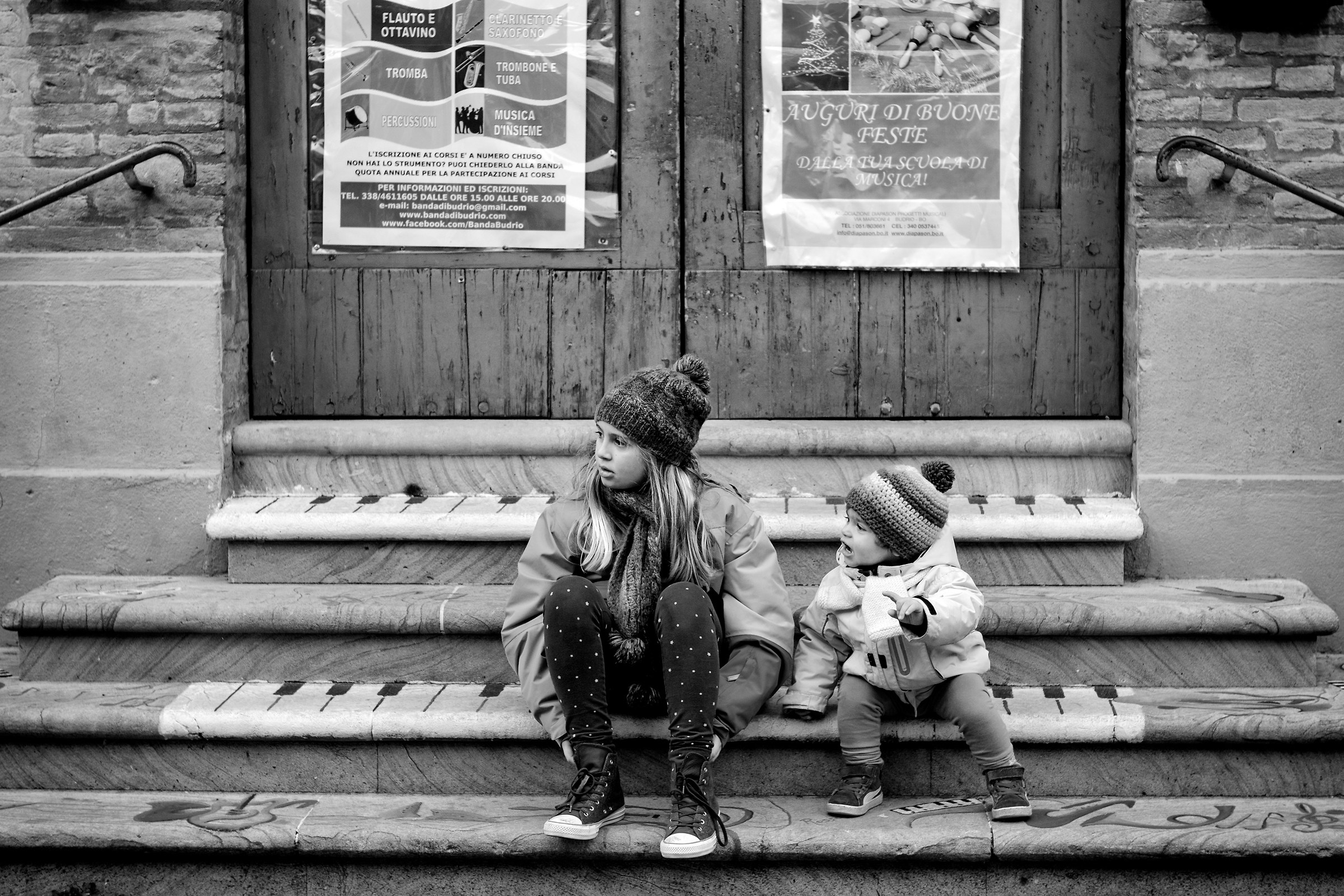 Sisters on the stairs