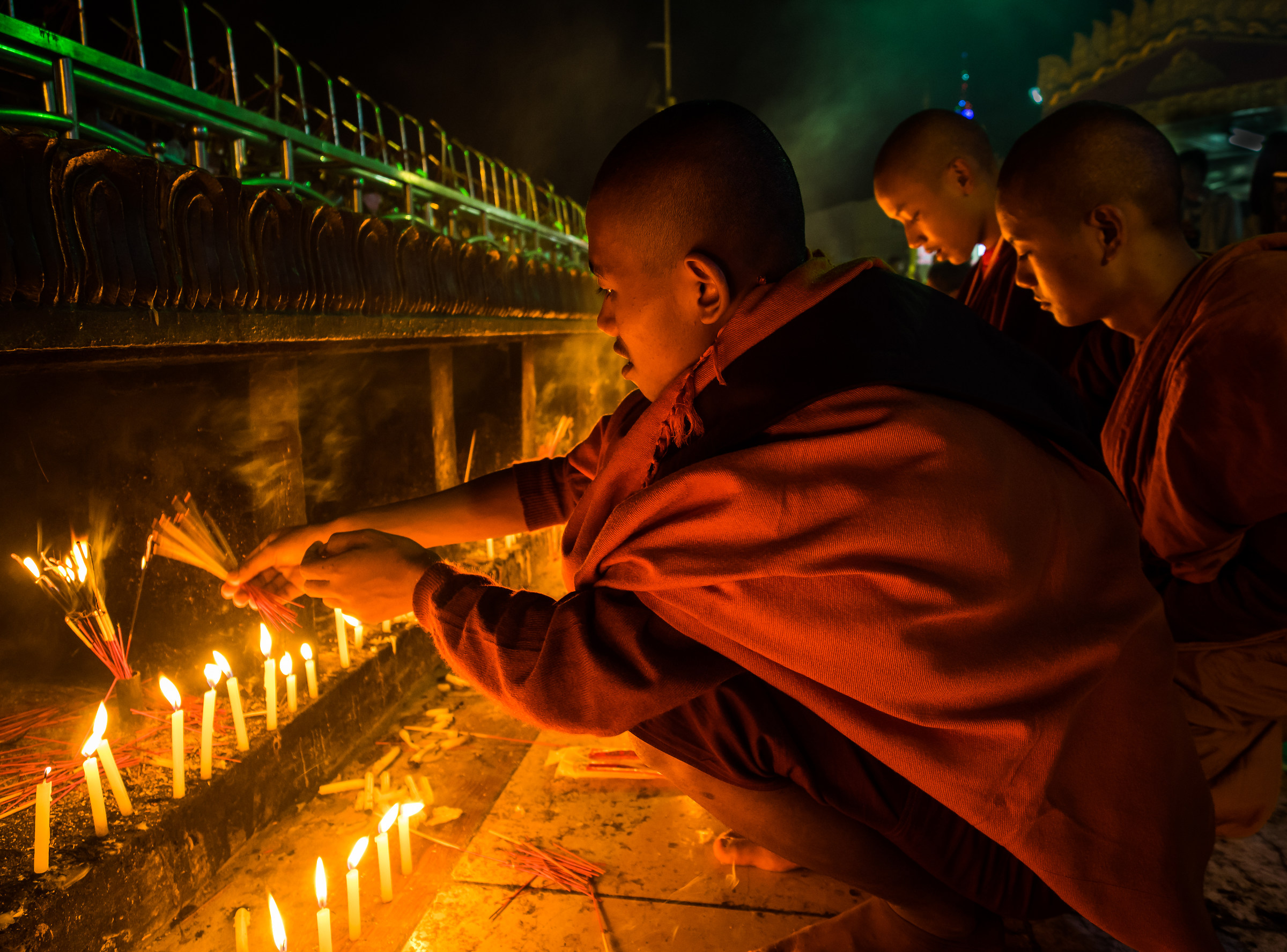 Prayers. Golden Rock. Myanmar 2015