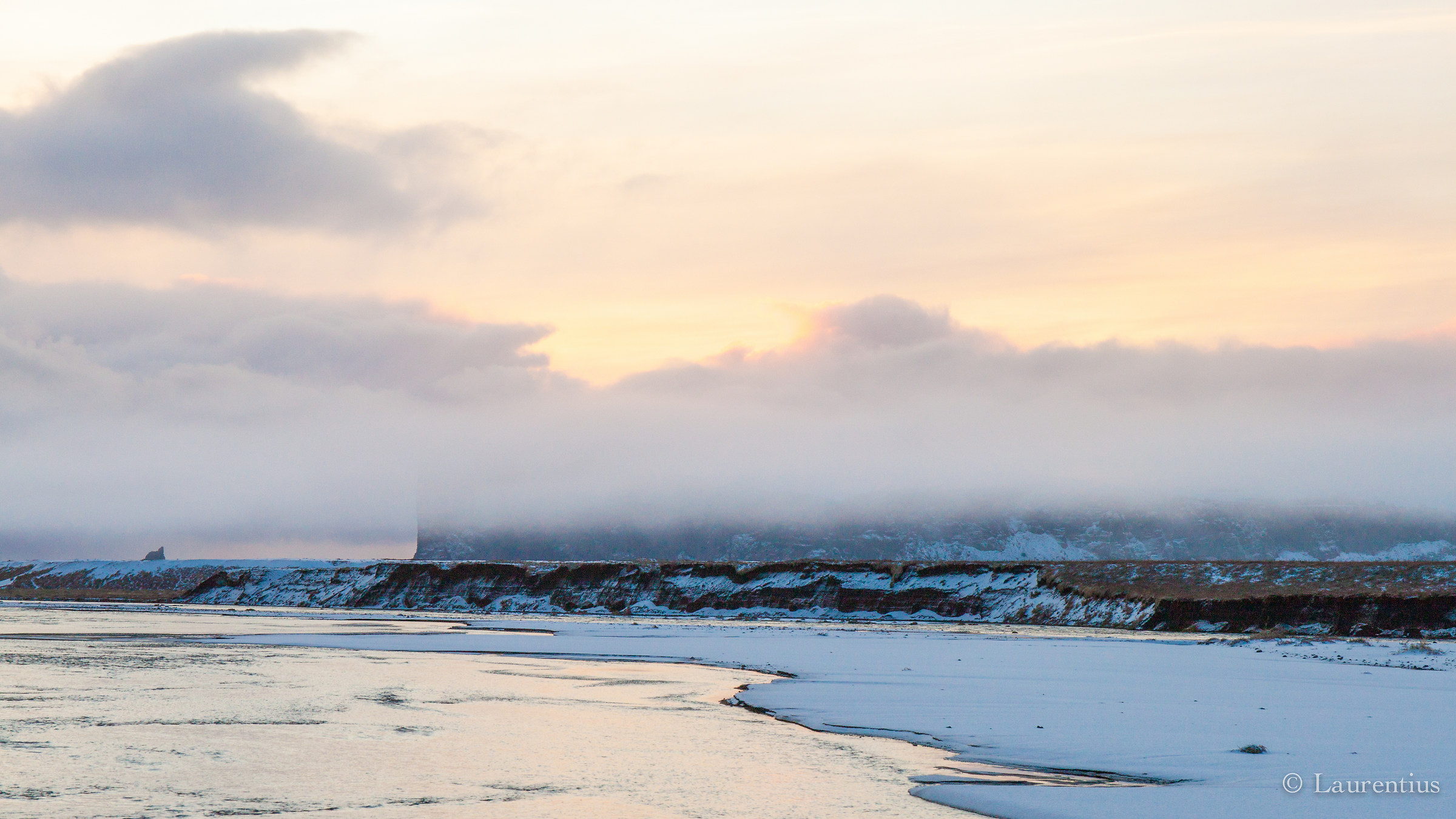 Thjódvegur, cloudy sunset over Vík