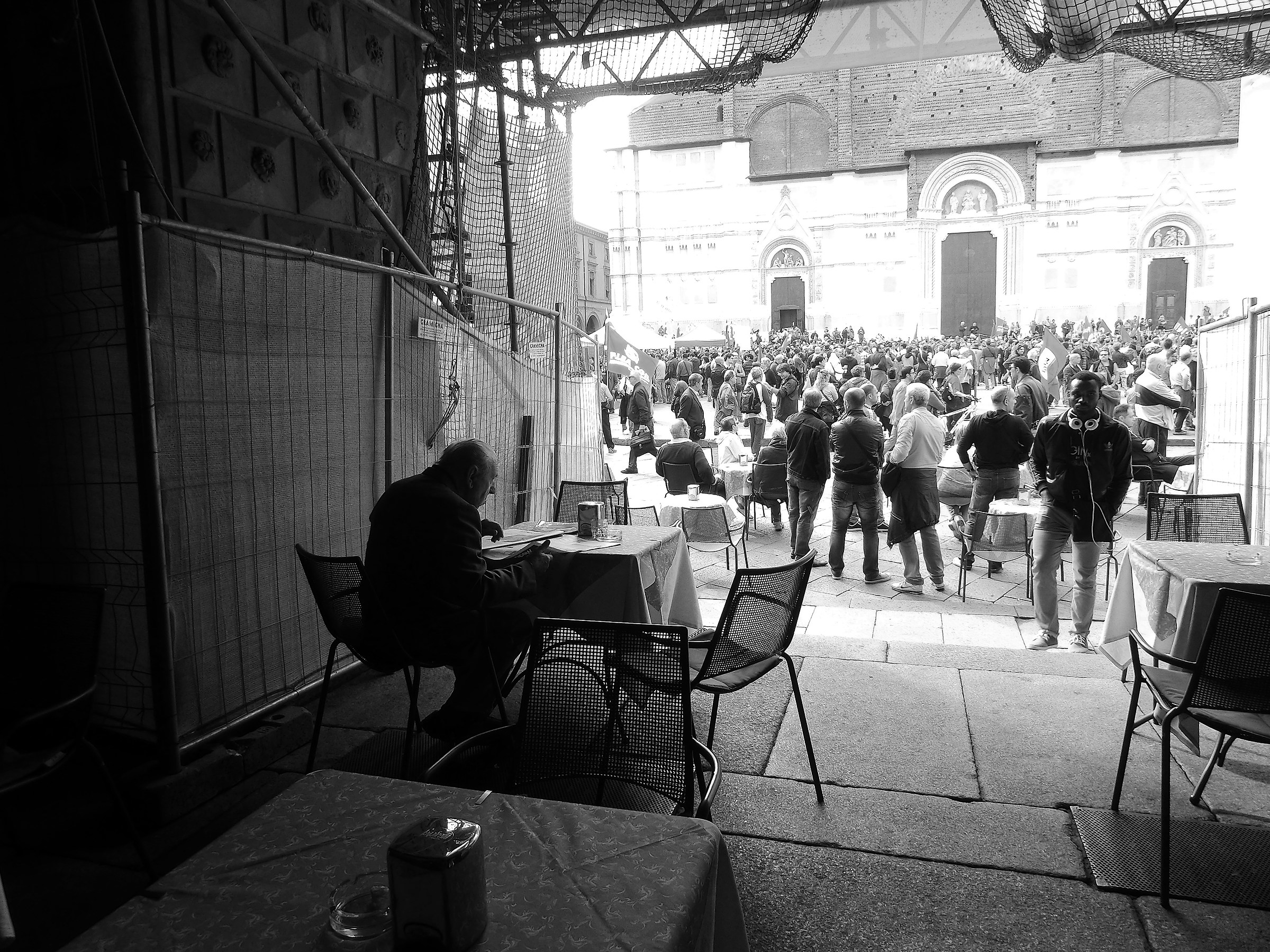 reading the newspaper