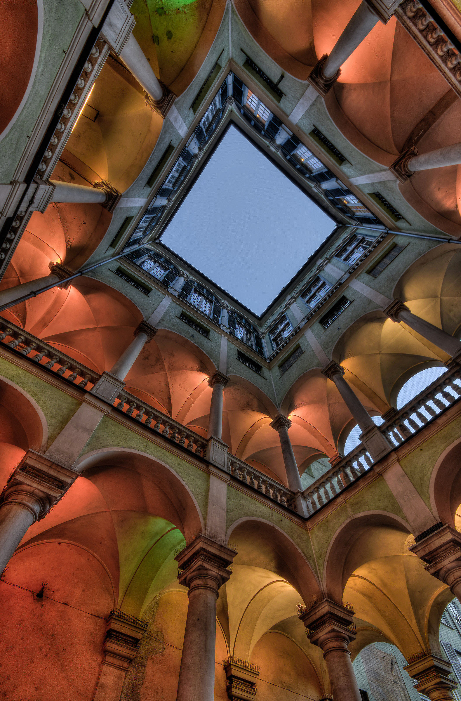 Palazzo Balbi-Senarega (Genoa) inside, in the evening ...