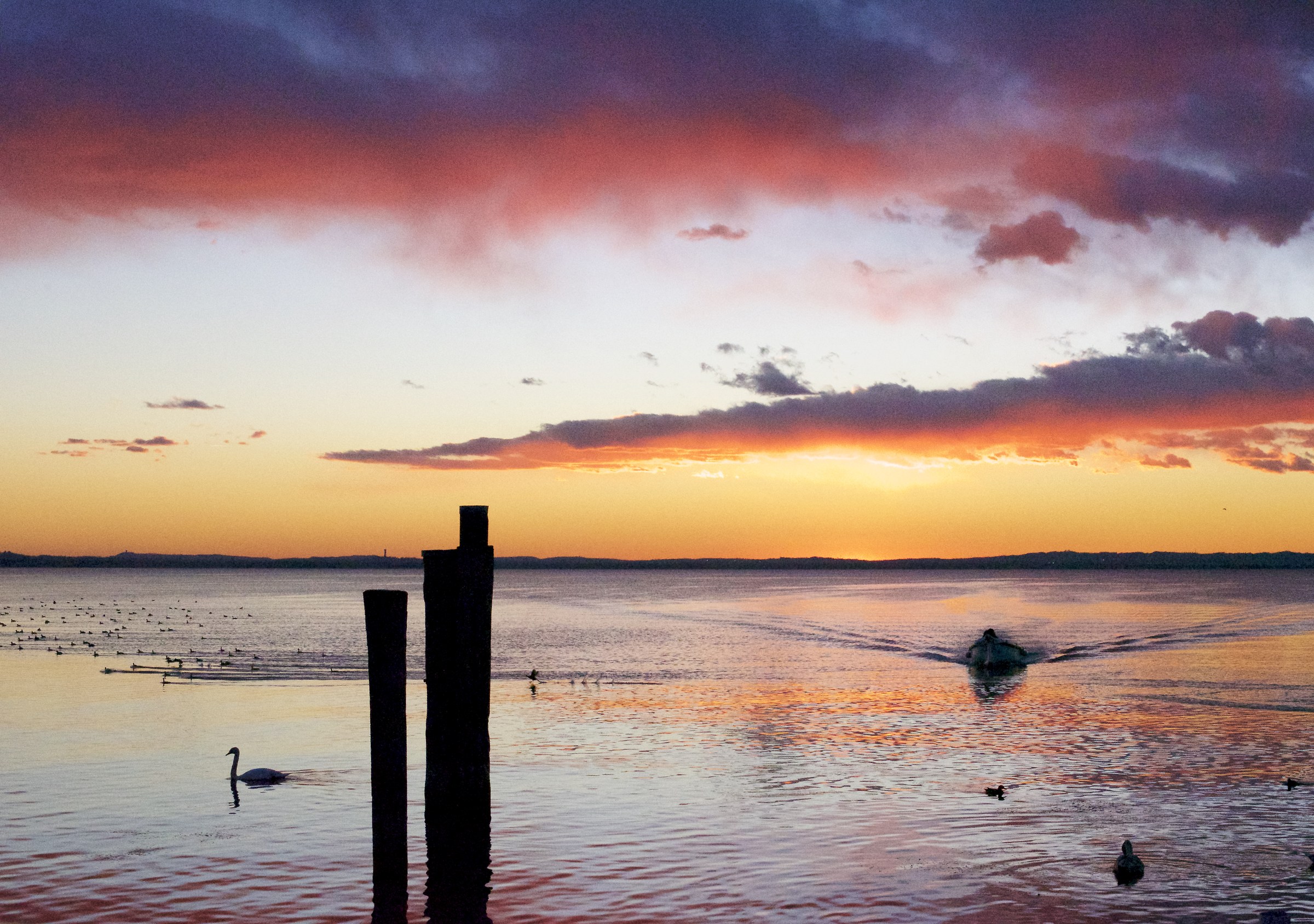 sunset over the lake