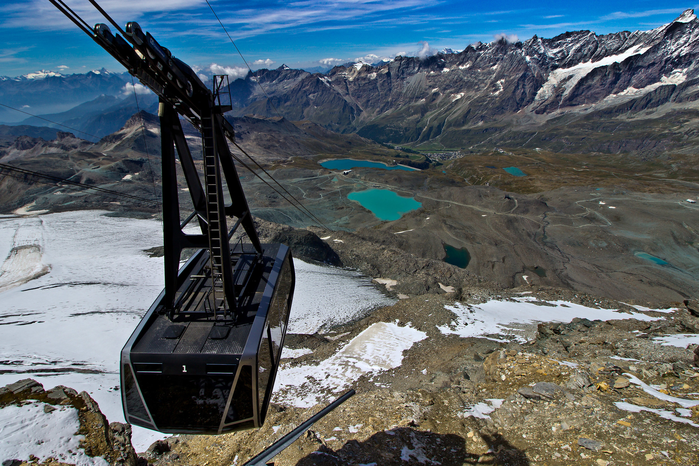 cableway and panorama of the Matterhorn