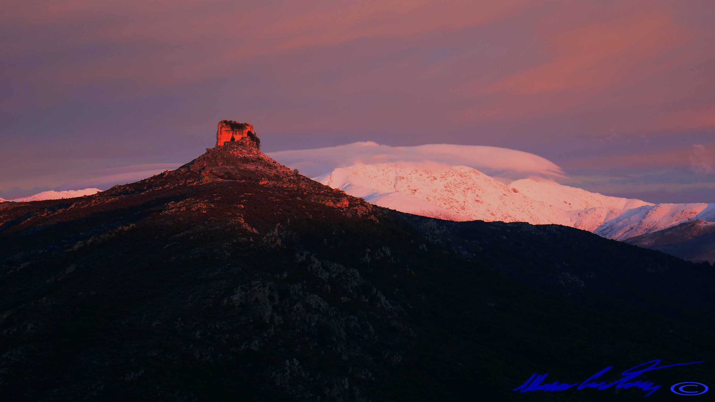 Dawn in Perdaliana and behind the Gennargentu