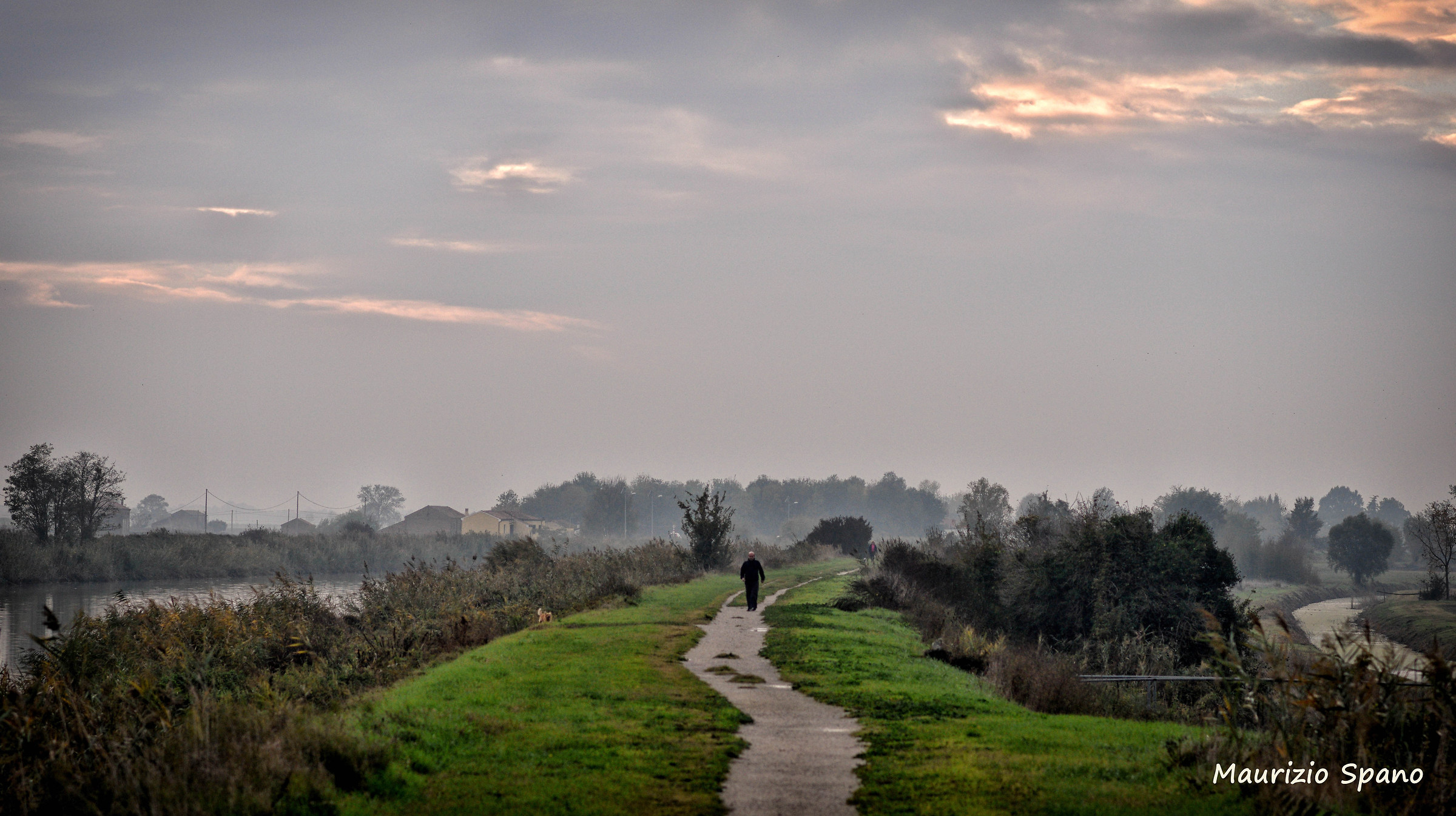 walking on the embankment