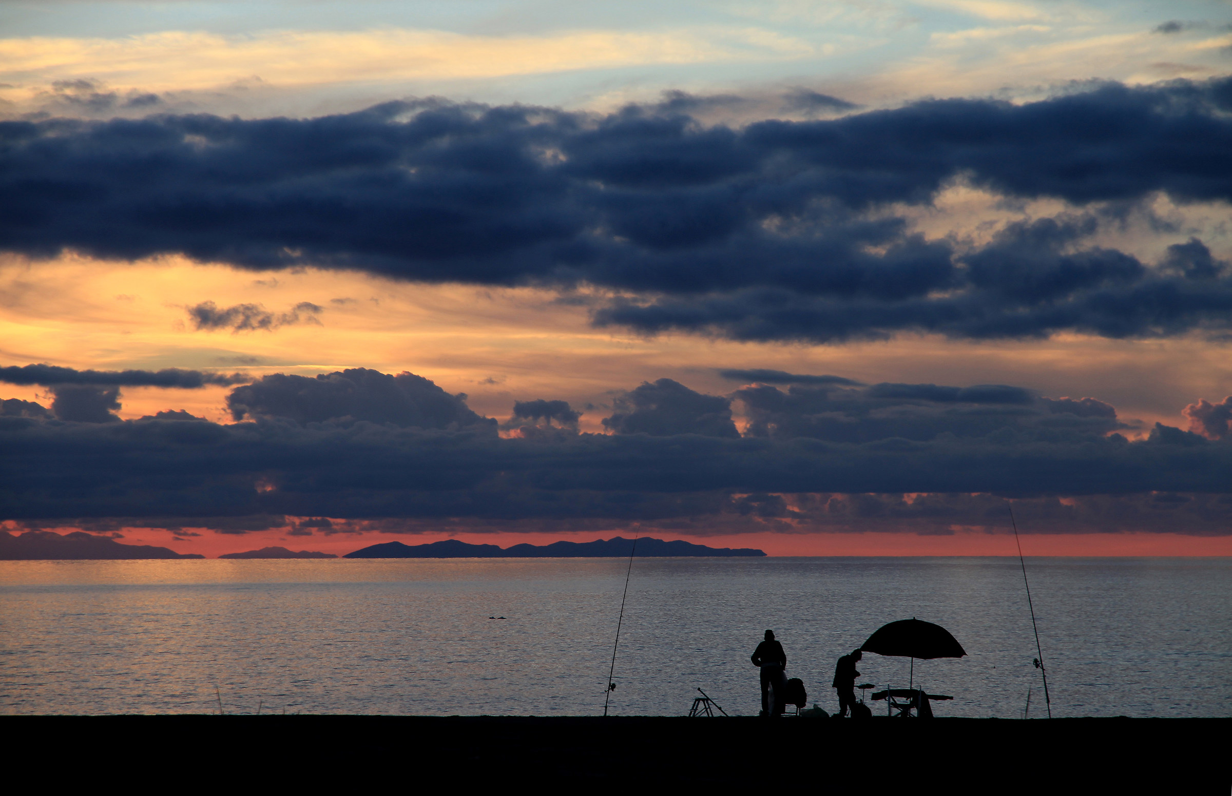 Fishing at sunset