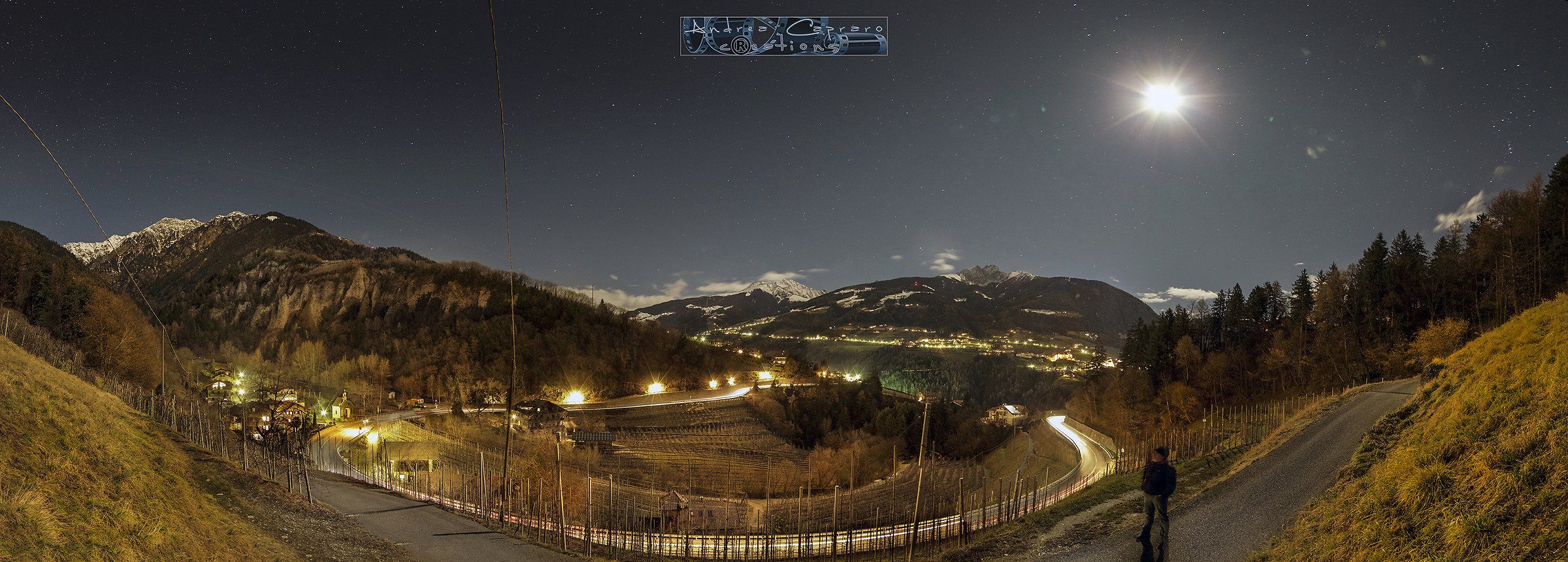 Moonlight vision, from north to south.