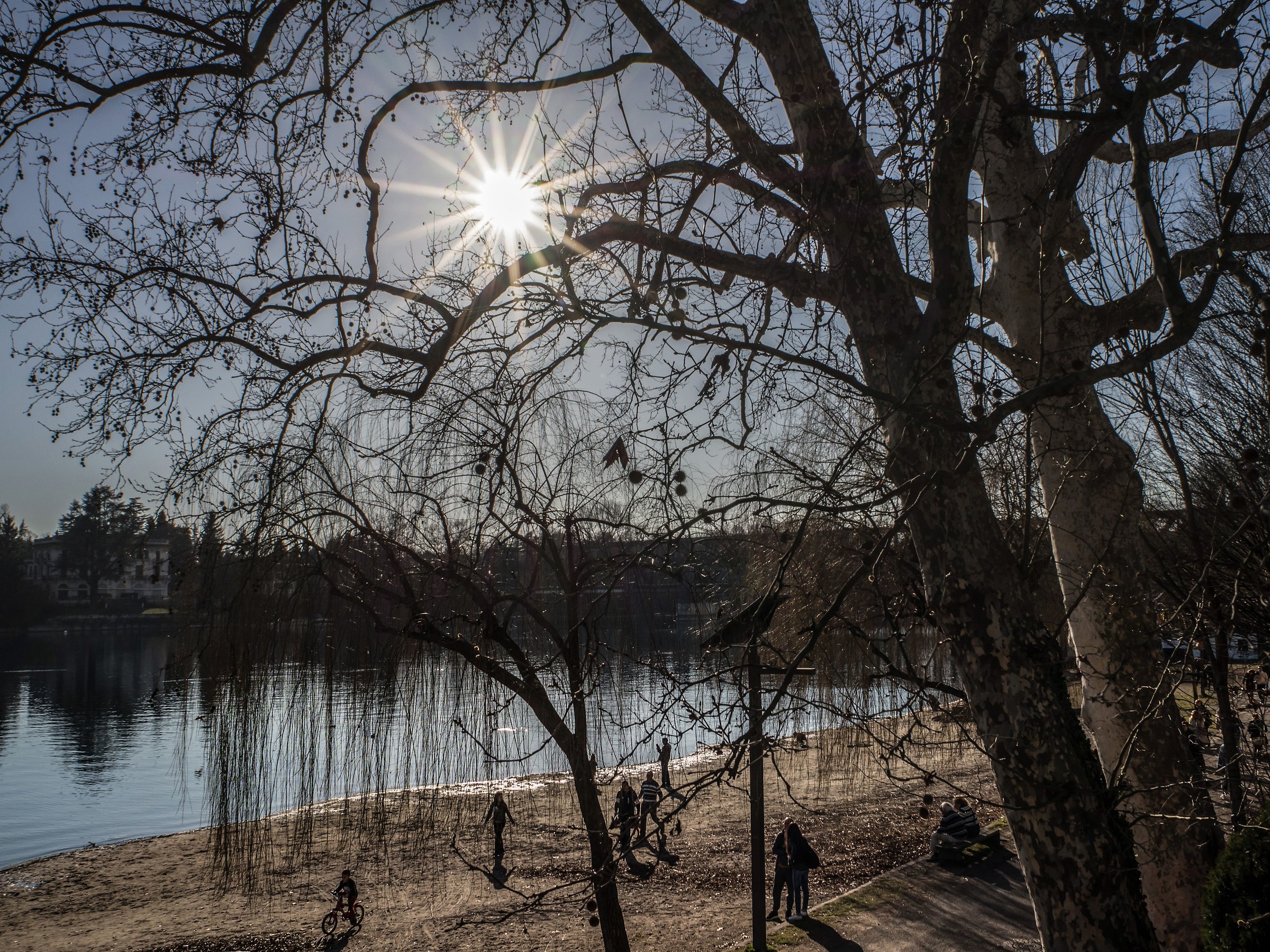 Ticino beach on Sunday afternoon