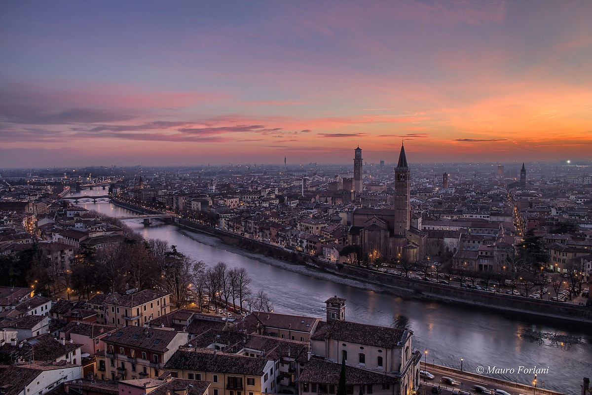 Romantic sunset in Verona